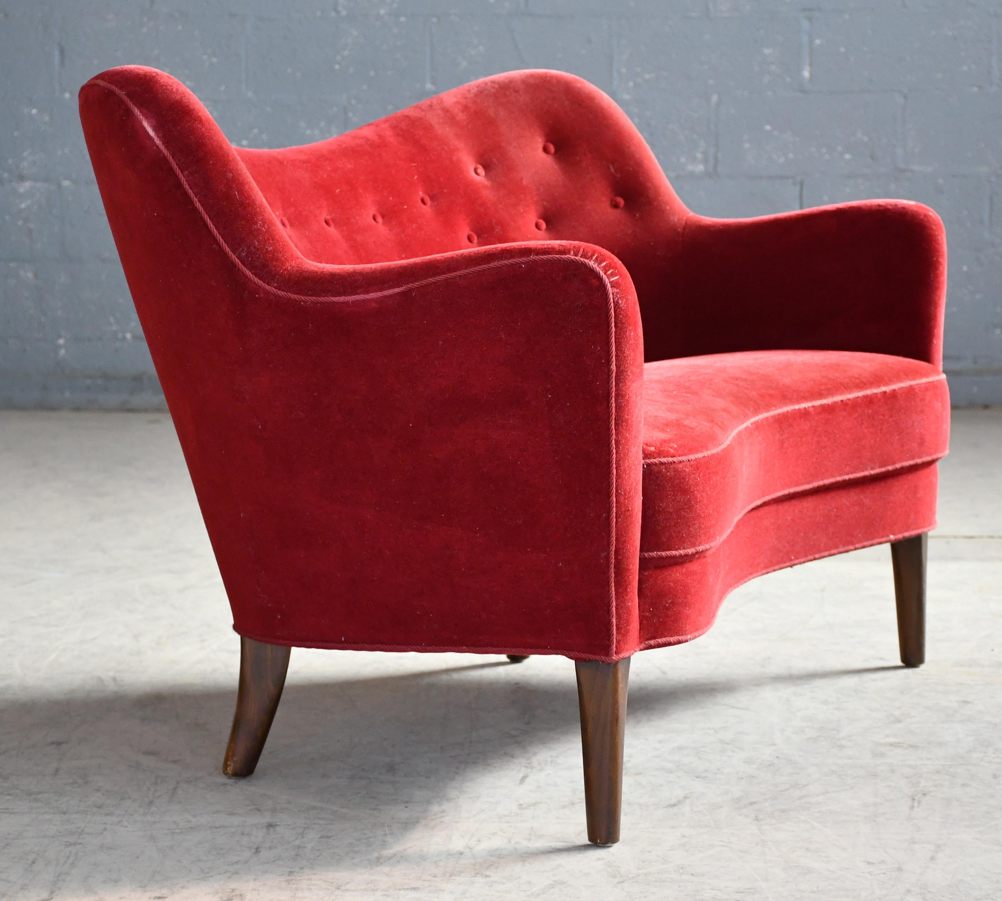 Milieu du XXe siècle Causeuse danoise Model No 188 attribuée à Finn Juhl par Slagelse Mobelvaerk, années 1950 DN en vente