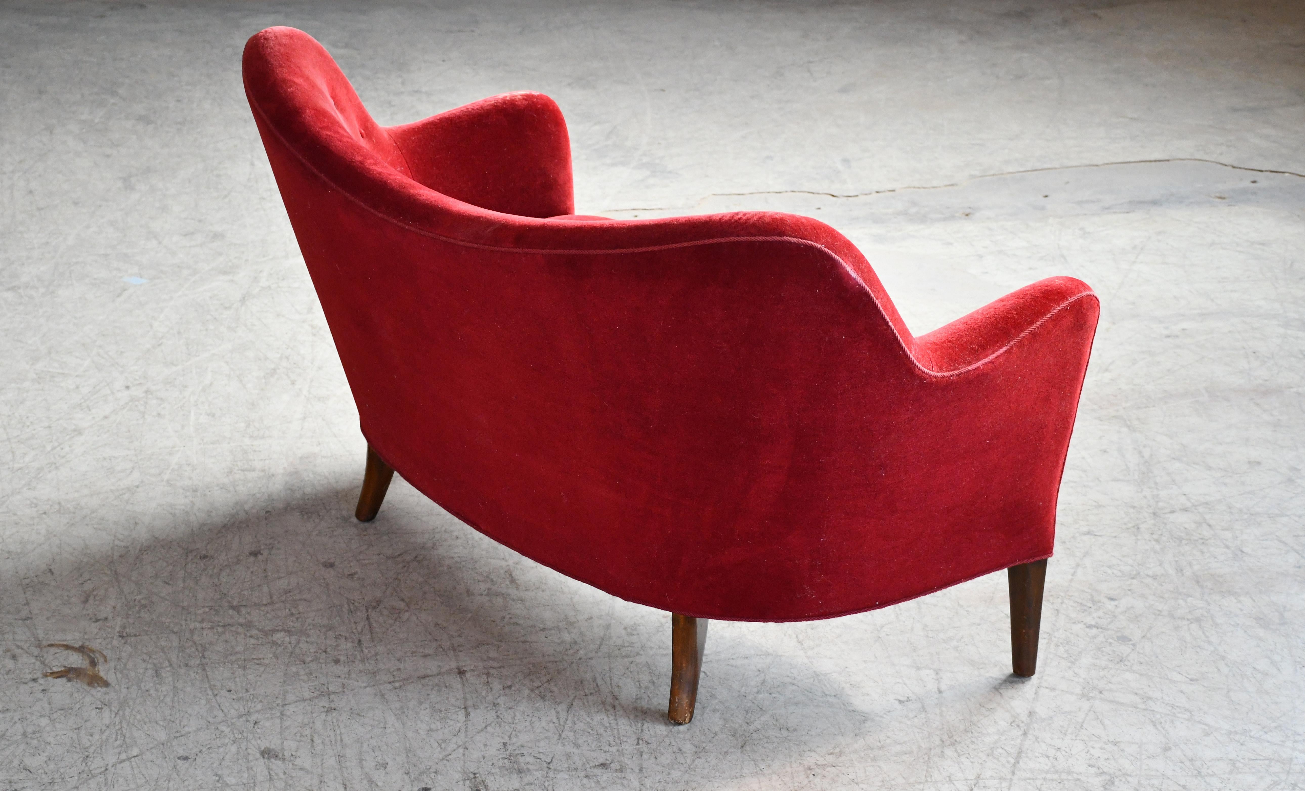 Causeuse danoise Model No 188 attribuée à Finn Juhl par Slagelse Mobelvaerk, années 1950 DN Bon état - En vente à Bridgeport, CT
