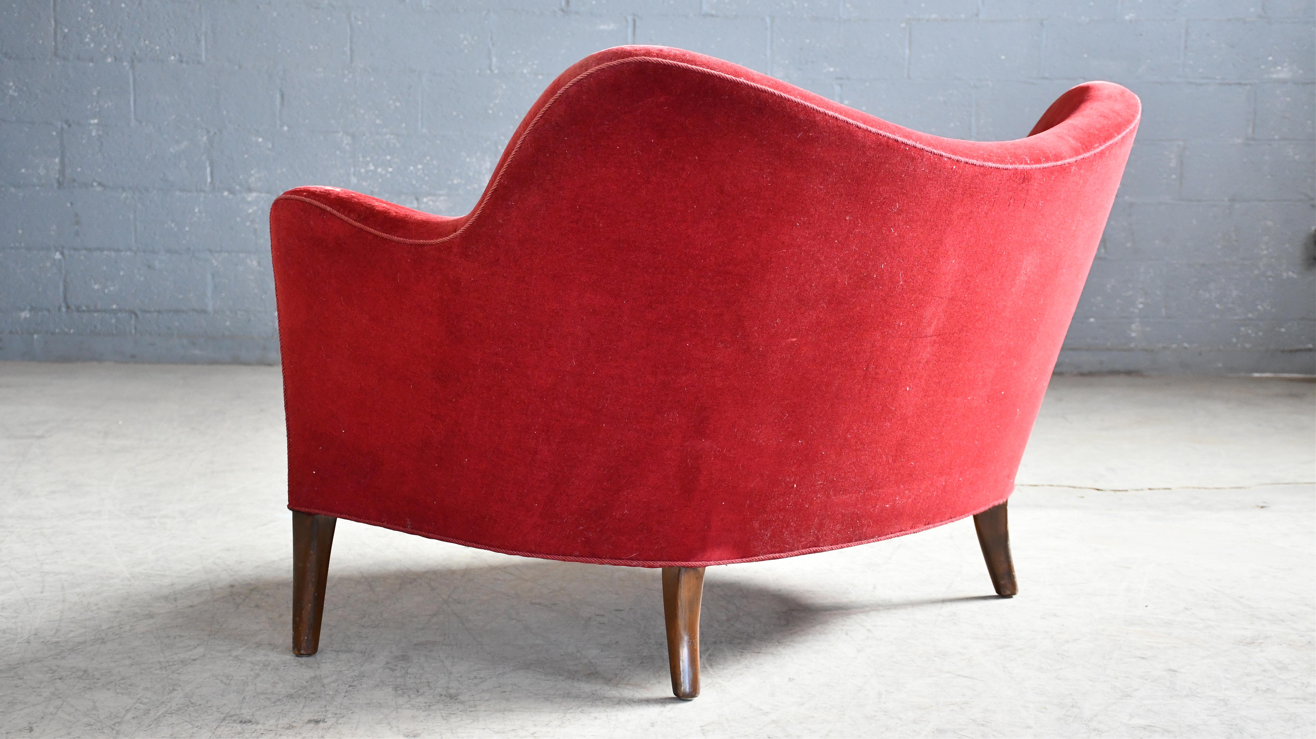 Laine Causeuse danoise Model No 188 attribuée à Finn Juhl par Slagelse Mobelvaerk, années 1950 DN en vente