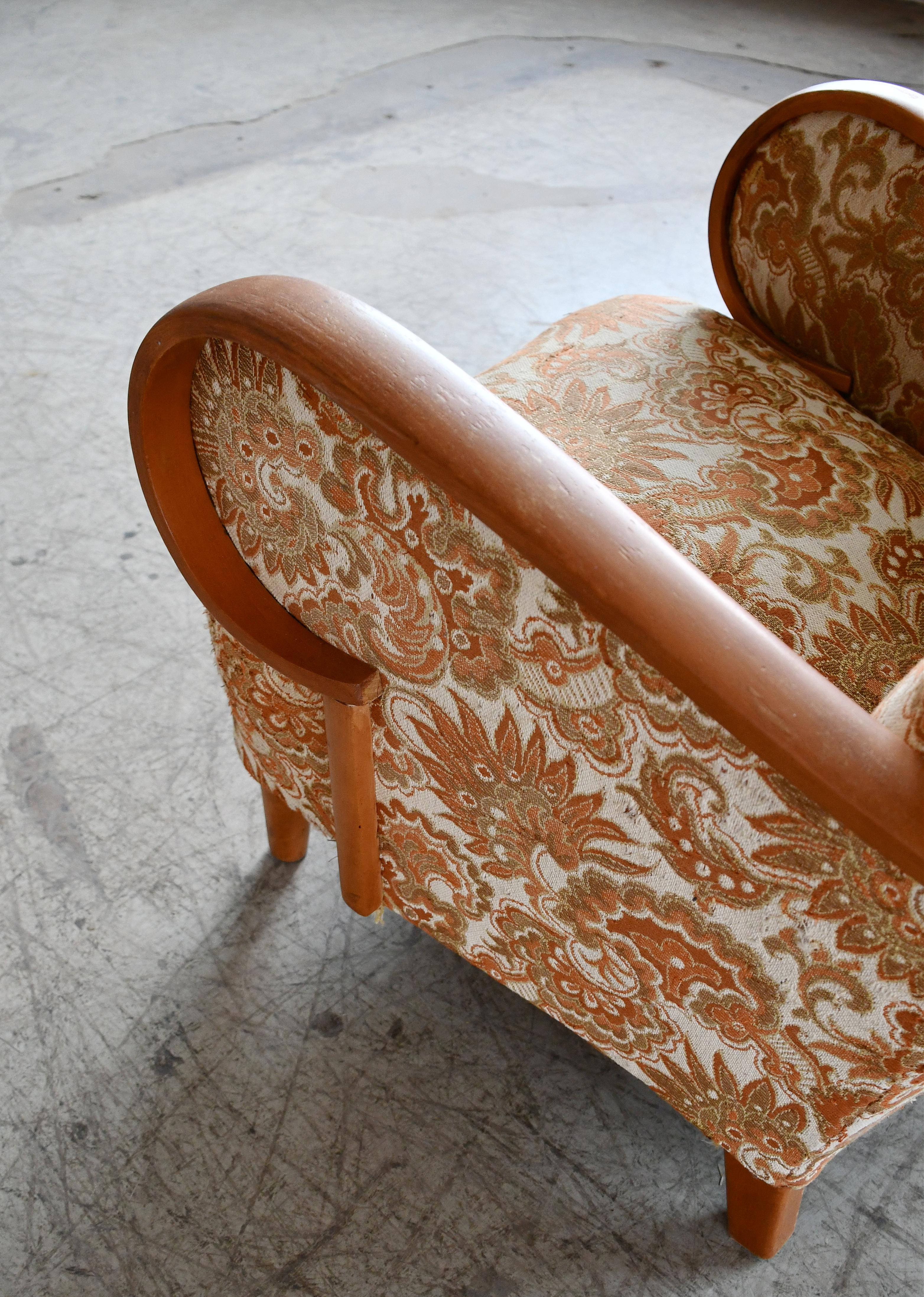 Paar dänische niedrige Loungesessel aus der Mitte des Jahrhunderts oder des Art déco 1930-40er Jahre V im Zustand „Gut“ im Angebot in Bridgeport, CT