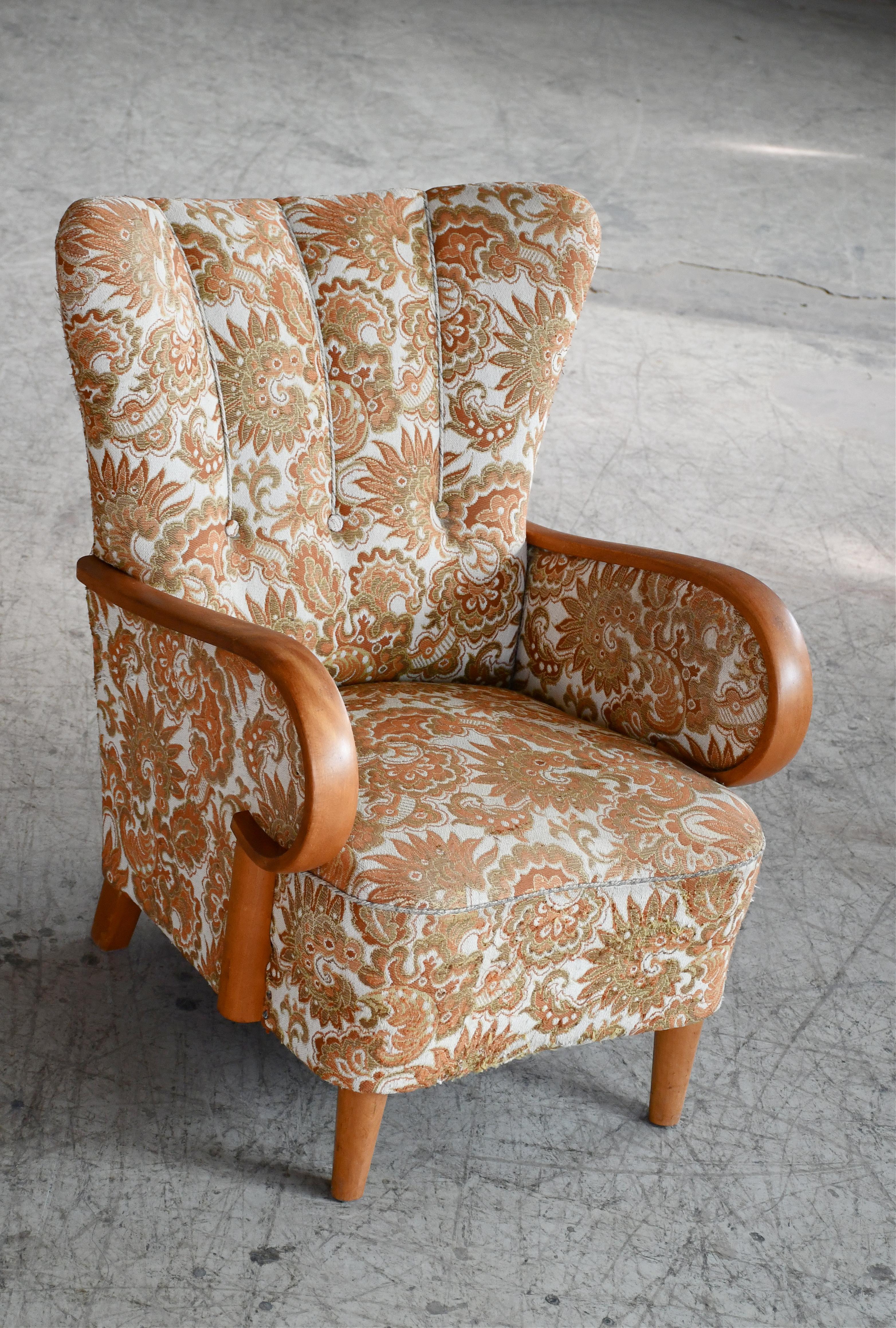 Paar dänische niedrige Loungesessel aus der Mitte des Jahrhunderts oder des Art déco 1930-40er Jahre V (Dänisch) im Angebot
