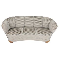 Danish 1940s Banana Form Curved Sofa or Loveseat