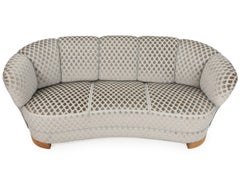 Danish 1940s Banana Form Curved Sofa or Loveseat