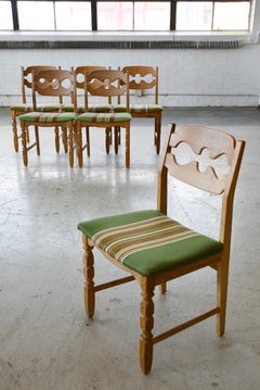 Set of 6 Model 60 Razorblade Dining Chairs in Solid Oak by Henning Kjærnulf