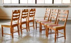 Lot de 6 chaises de salle à manger « Iconic Razorblade » (version haute) en chêne sculpté, années 1960