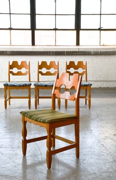 Set of 4 Model 54 Razorblade Dining Chairs in Solid Oak by Henning Kjærnulf