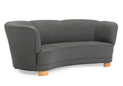 Danish 1940s Banana Form Curved Sofa