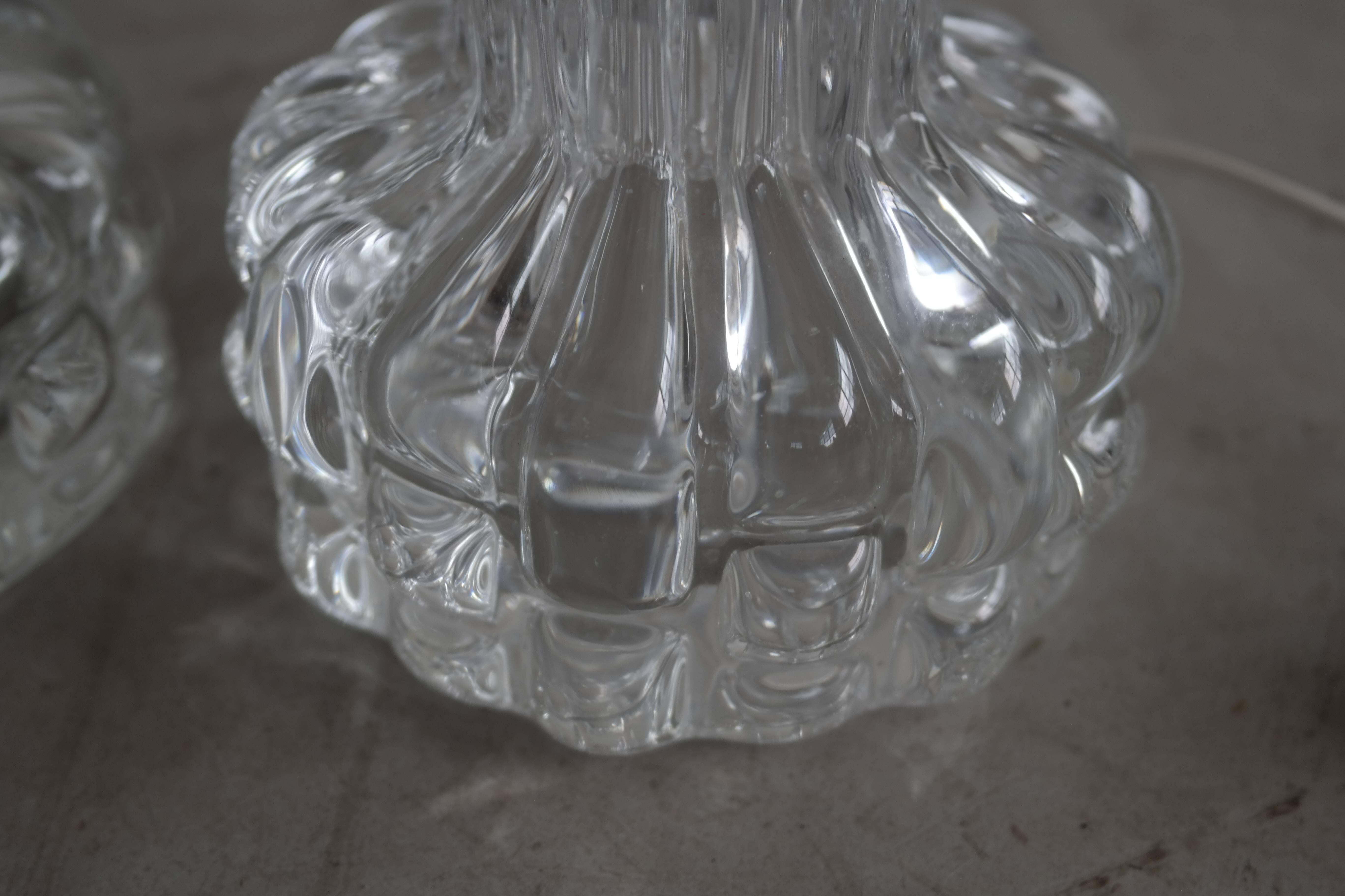 Swedish Pair of Glass Table Lamps by Carl Fagerlund for Orrefors