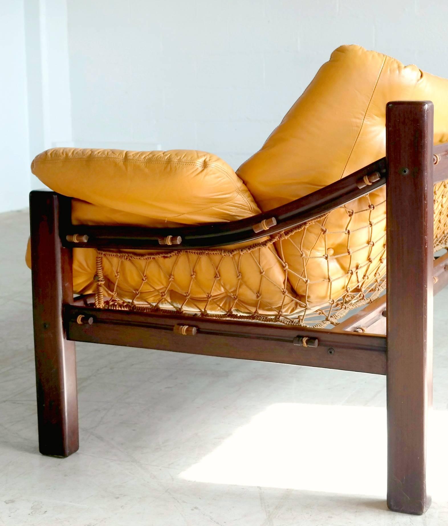 Mid-Century Modern Brazilian Jacaranda and Leather Sofa by Jean Gillon for Italma Wood Art