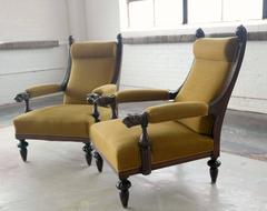 Very Rare Pair of 19th Century Slope Back Oak Armchairs by Thorvald Bindesbøll
