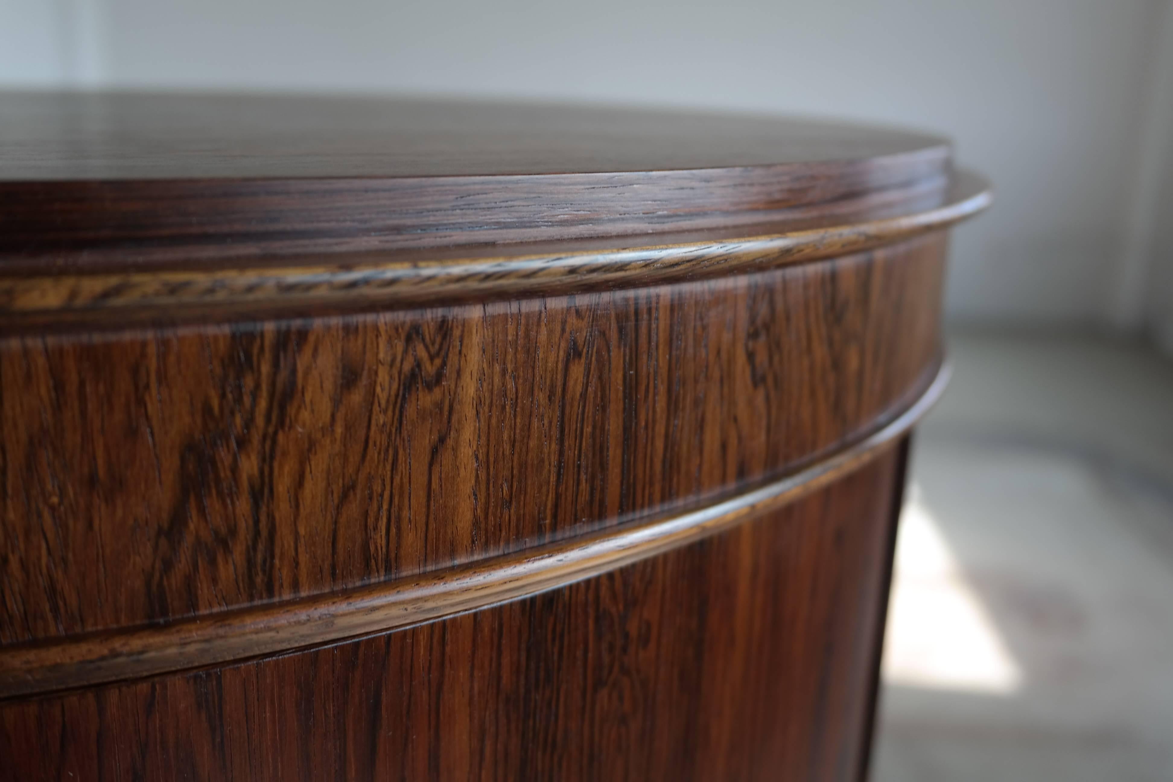 Exquisite Rosewood Pedestal Bar or Cabinet by Johannes Sorth for Nexoe Teak In Excellent Condition In Bridgeport, CT