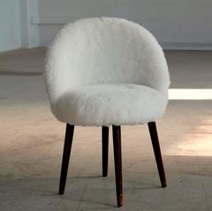 Danish Mid-Century Frode Holm Style Accent or Vanity Chair in Lambskin