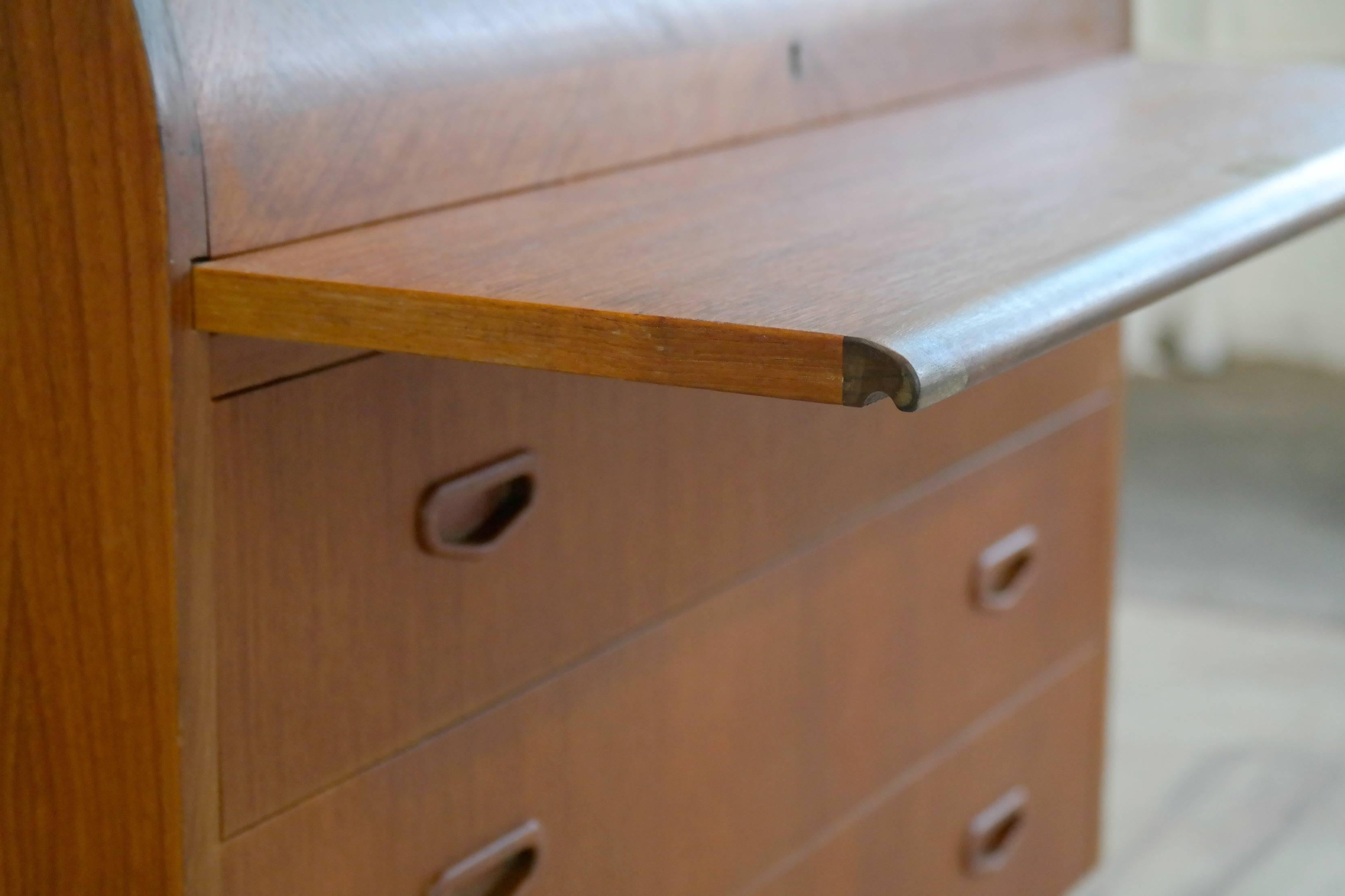 Mid-Century Modern Danish Mid-Century Roll-Top Desk or Secretary in Teak