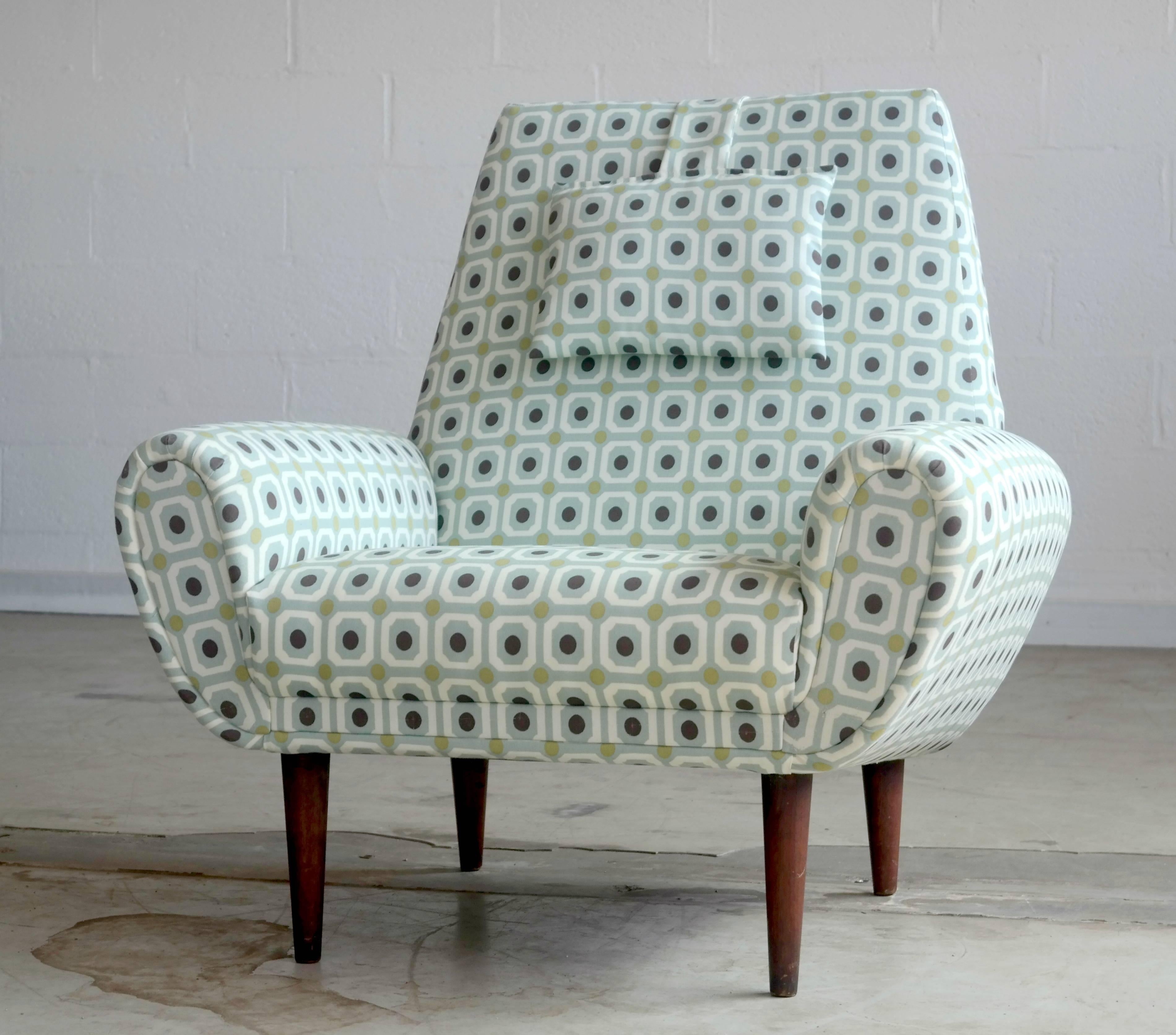 Polyester Danish Mid-Century Lounge Chair in the Style of Kurt Ostervig and Geo Thams