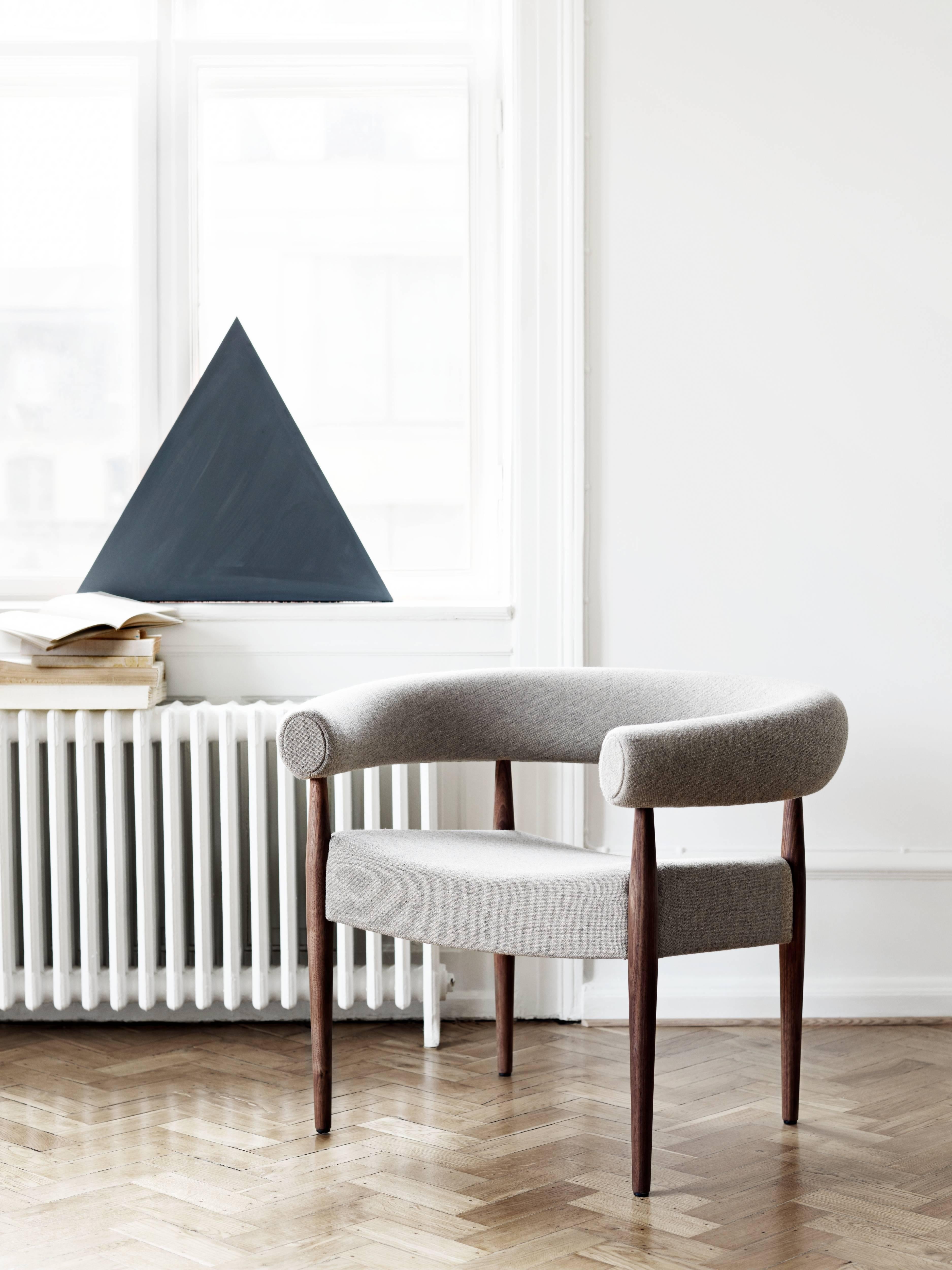 New production of Nanna and Jorgen Ditzel's ring chair manufactured by GETAMA. GETAMA had a long relationship with Nanna Ditzel, often called the "Queen" of Danish Design and Hans Wegner was also an in-house for GETAMA for a number of