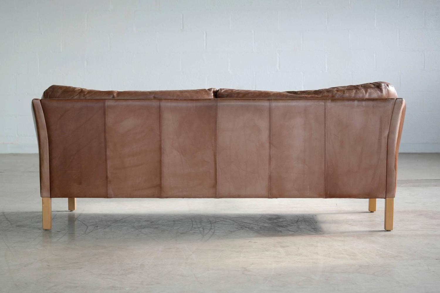 MidCentury Danish Leather ThreeSeat Sofa Model MH535 by Mogens Hansen