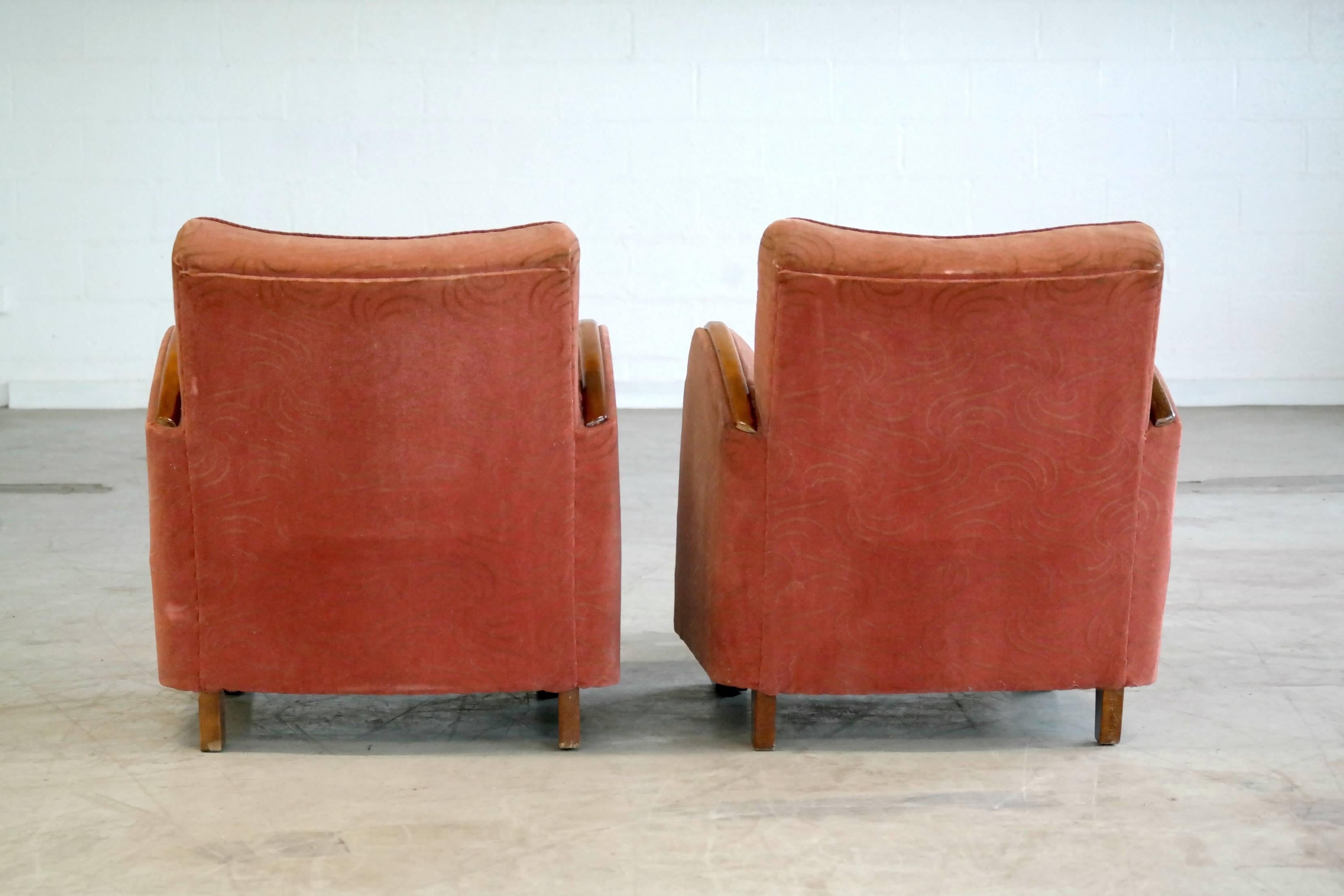 Danish 1930s Art Deco Pair of Club Chairs 1