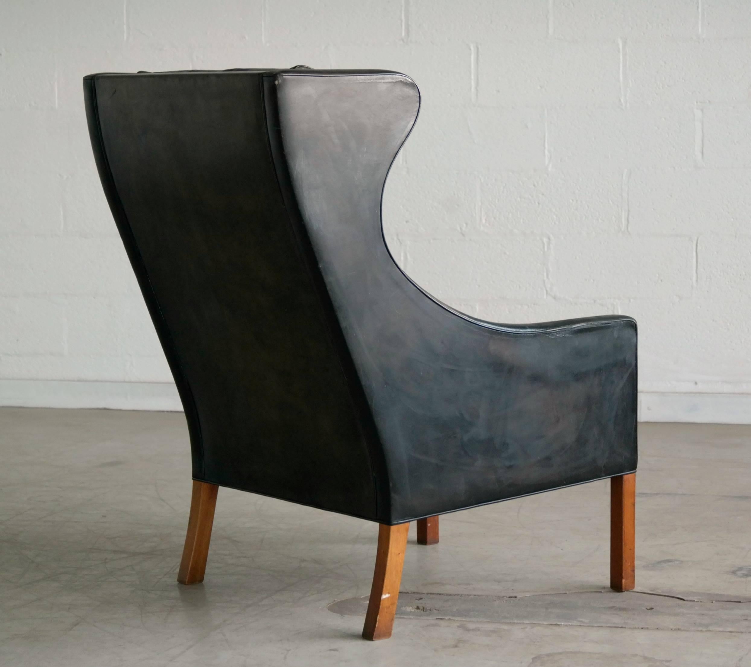 Leather Børge Mogensen Wingback Chair Model 2204 for Fredericia