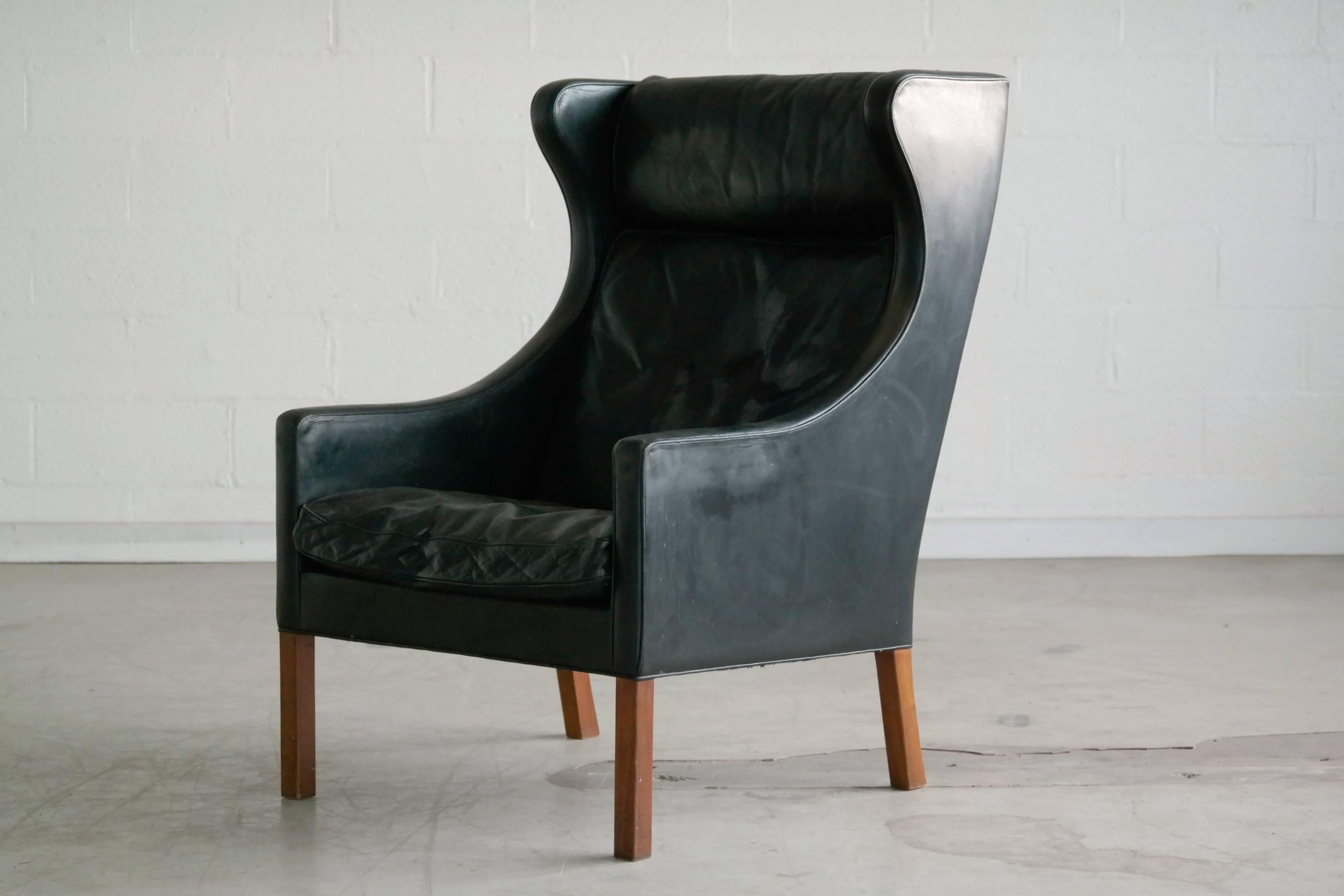 Børge Mogensen Wingback Chair Model 2204 for Fredericia In Good Condition In Bridgeport, CT