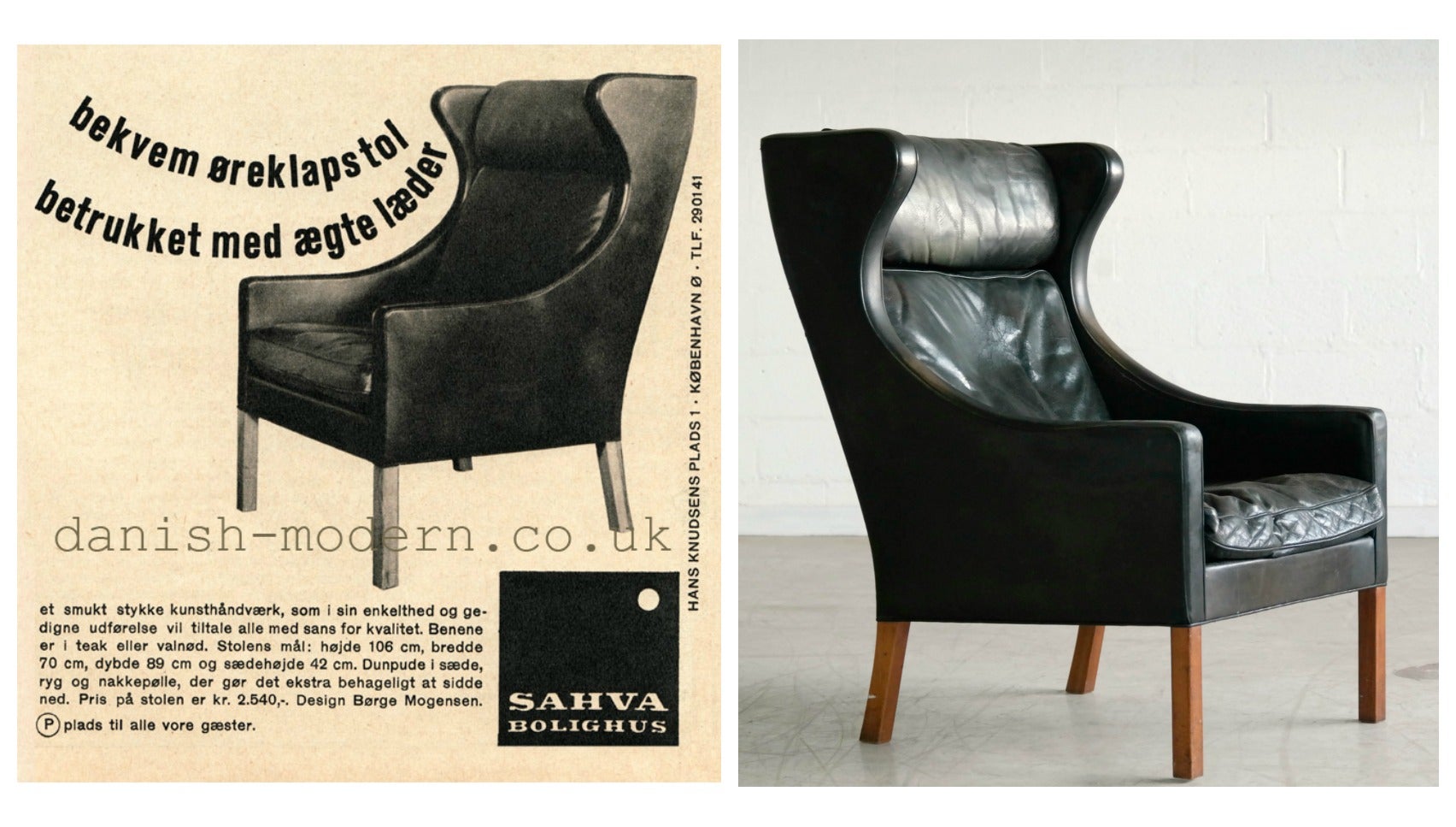 Børge Mogensen Wingback Chair Model 2204 for Fredericia For Sale ...