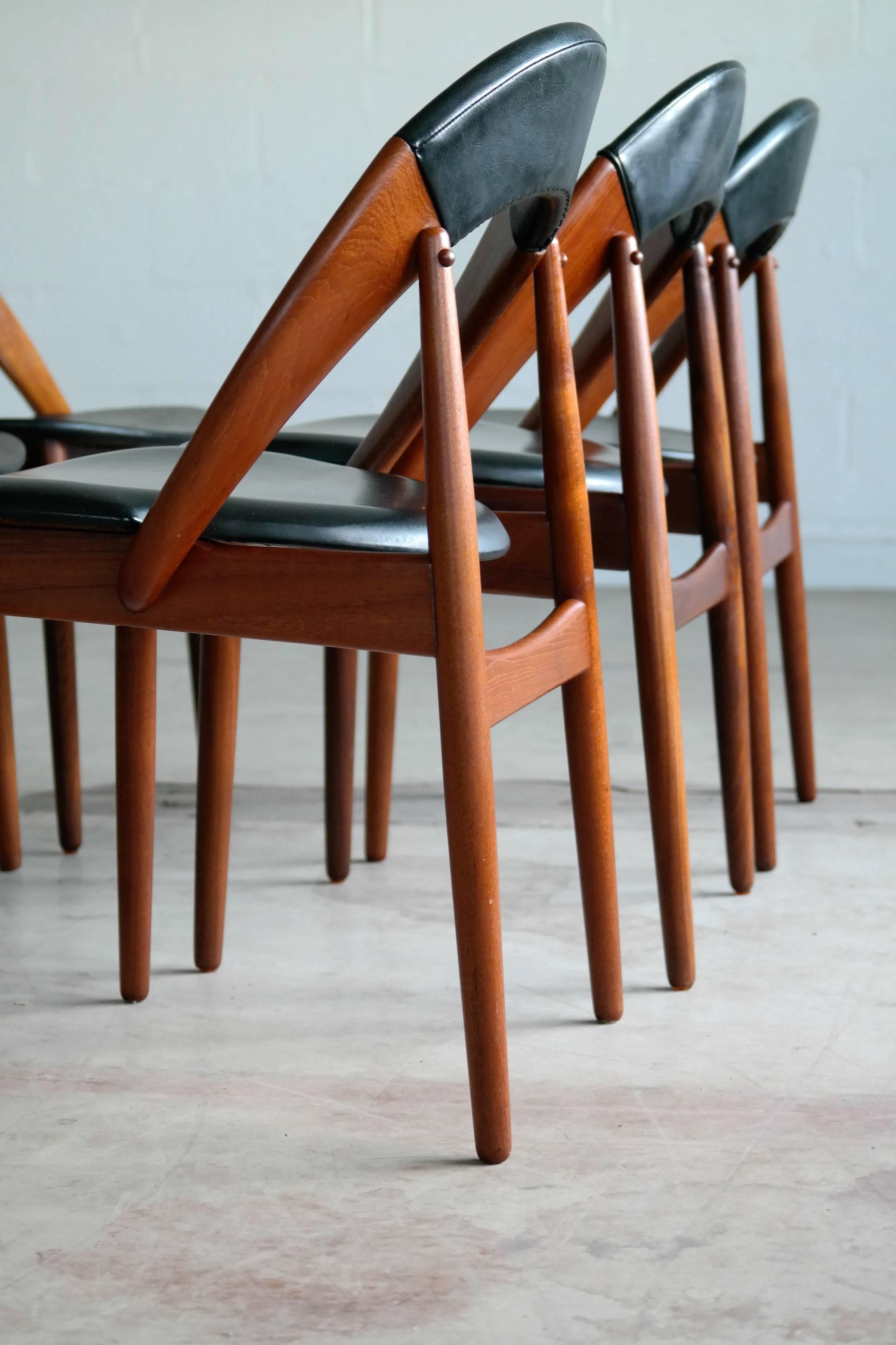 Teak Very Rare Set of Six Dining Chairs by Arne Hovmand Olsen