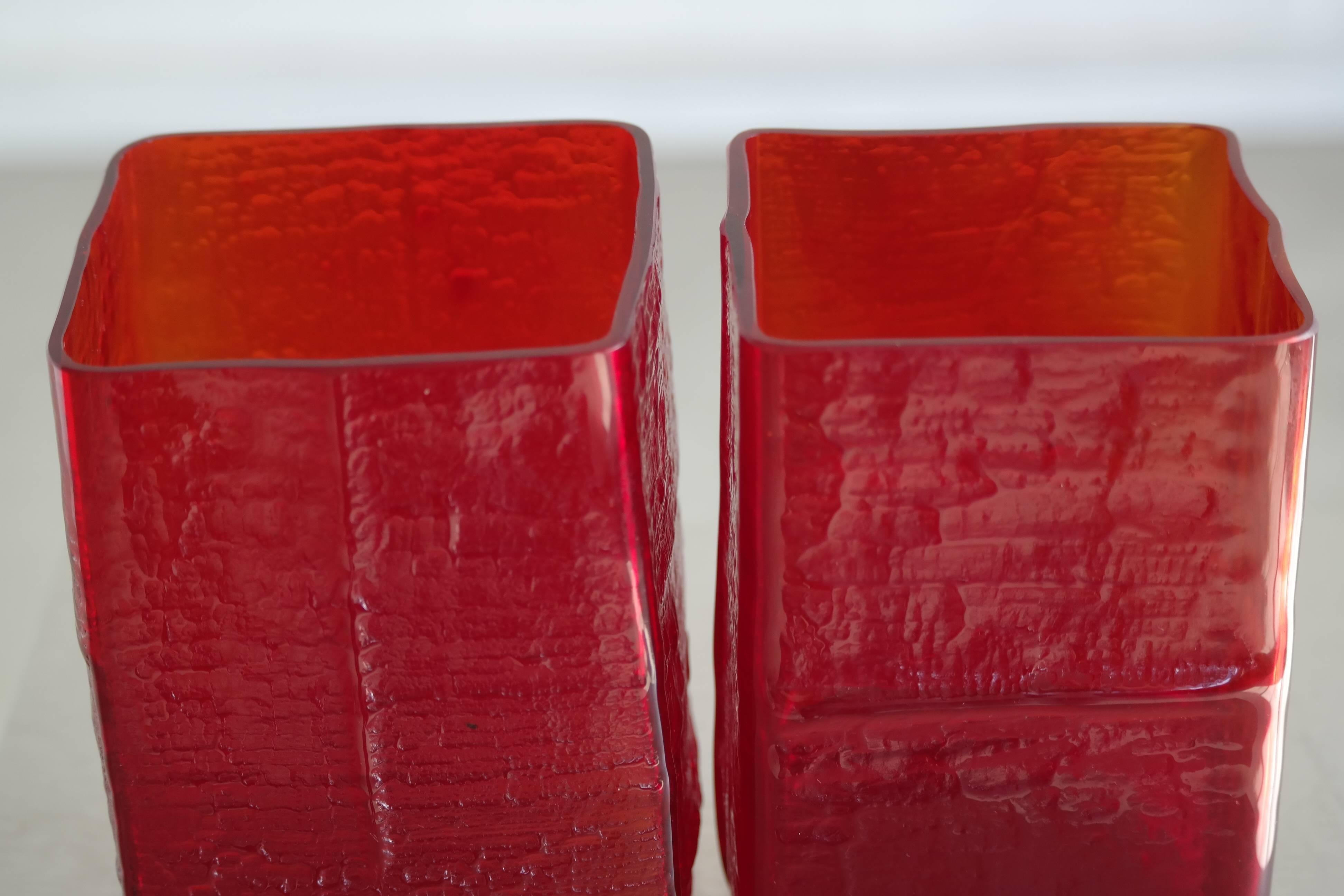 Per Lÿtken for Holmegaard Glasvaerk Red Glass Vases designed  1