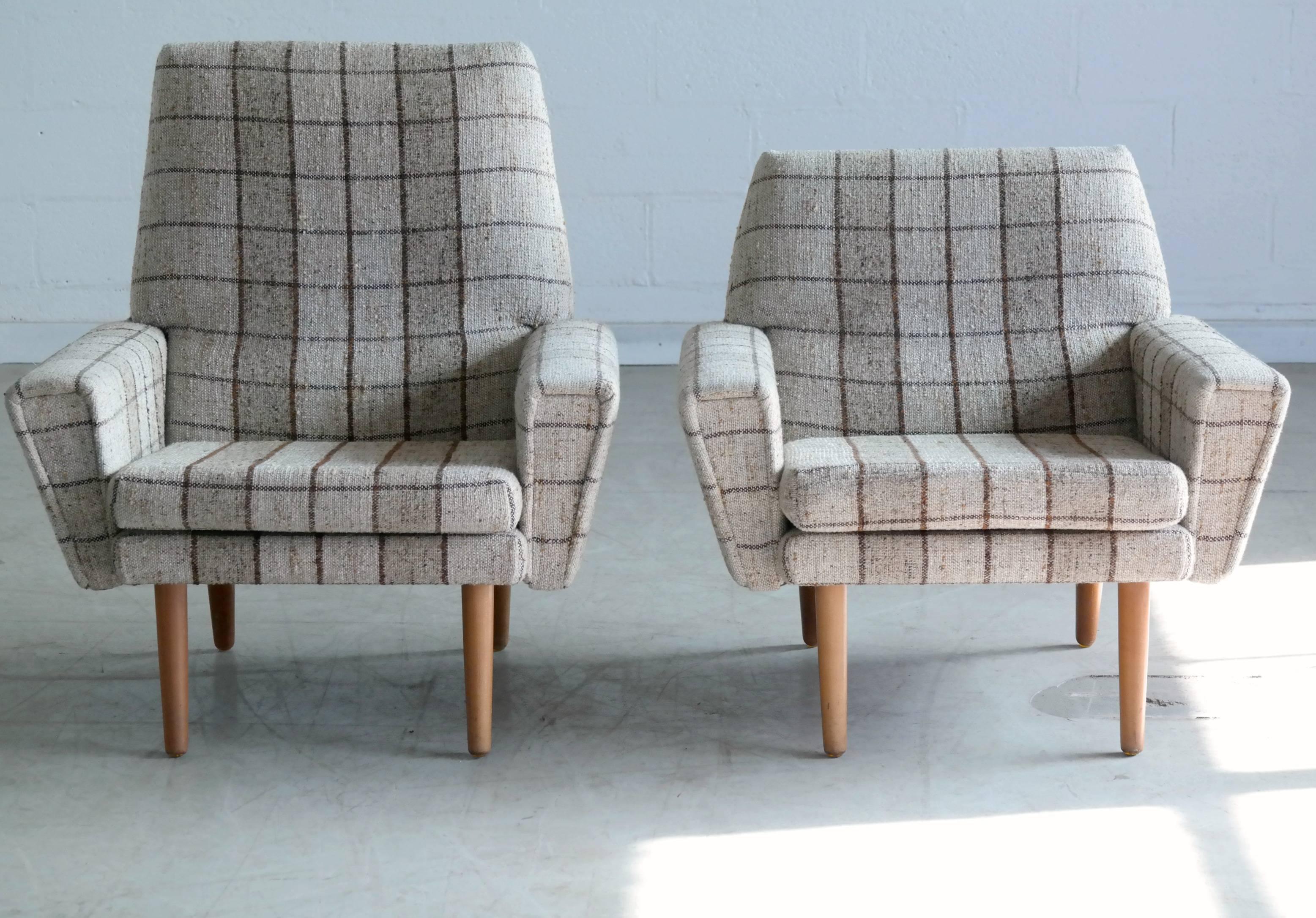 Mid-Century Modern Danish 1960s High and Low Back Lounge Chairs in the Style of Kurt Ostervig