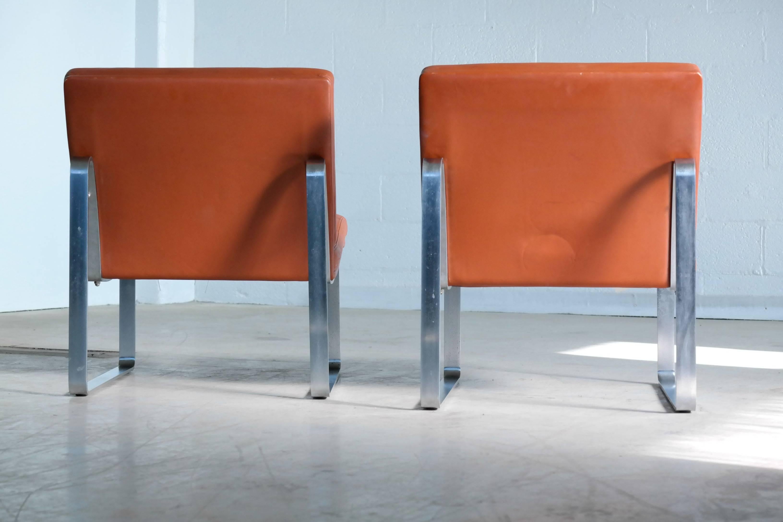 Moduline Leather Chairs with Steel Legs by Ole Gjerløv-Knudsen for France & Son 2