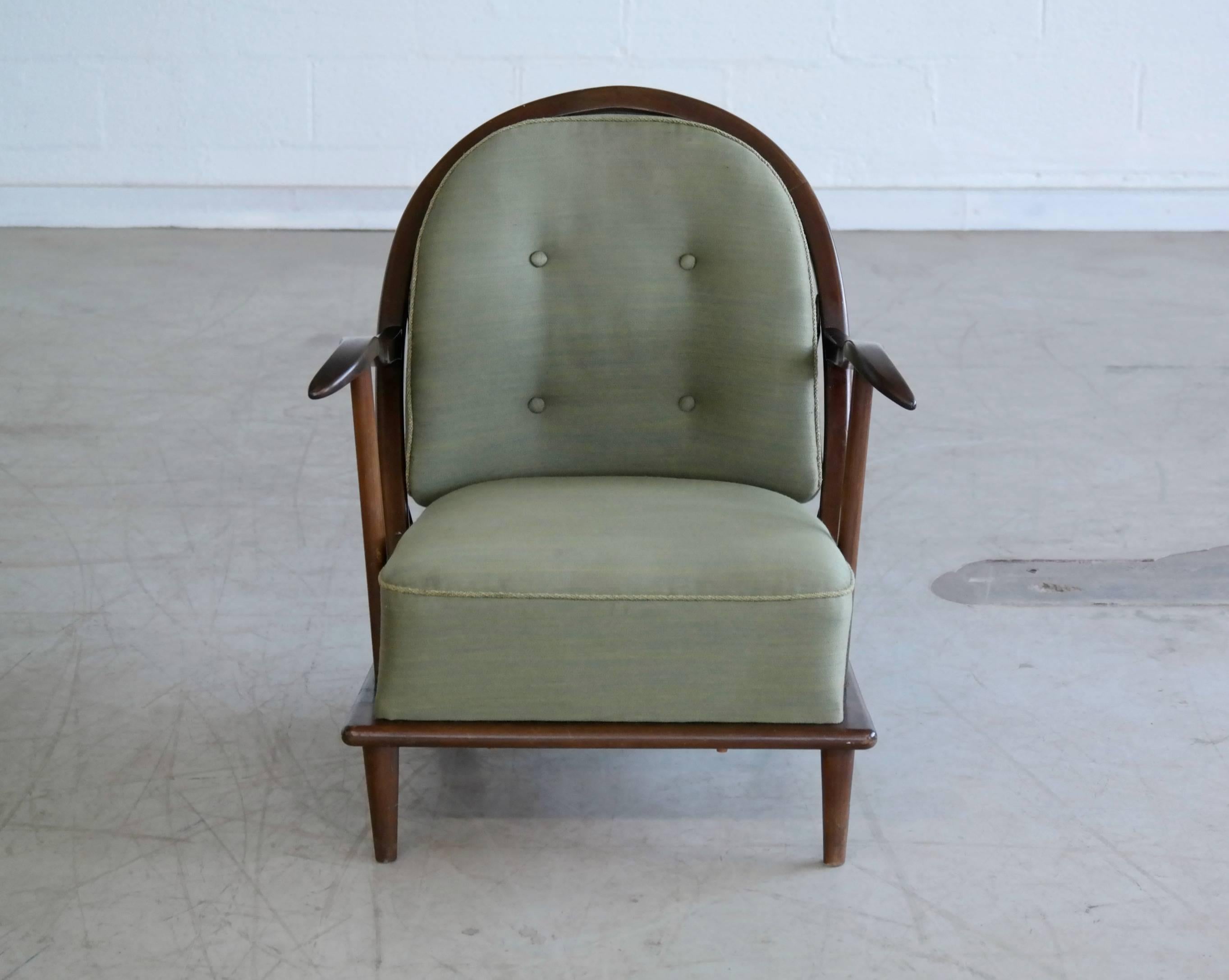 Danish  Fritz Hansen Early Mid-Century Easy Chair by Frits Schlegel 