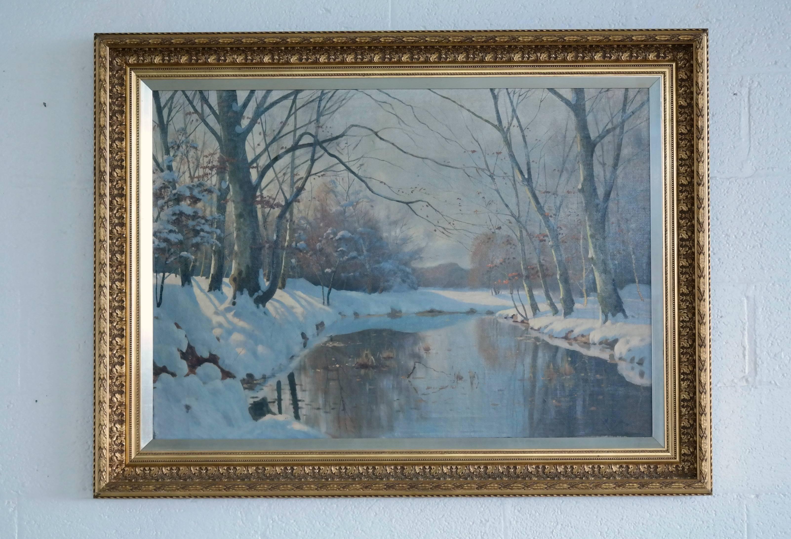 Original oil painting on canvas signed H. Wentzel from the first part of the 20th century by Harald Wentzel born 1897 was a listed Danish artist, well-known for his beautiful landscape paintings.