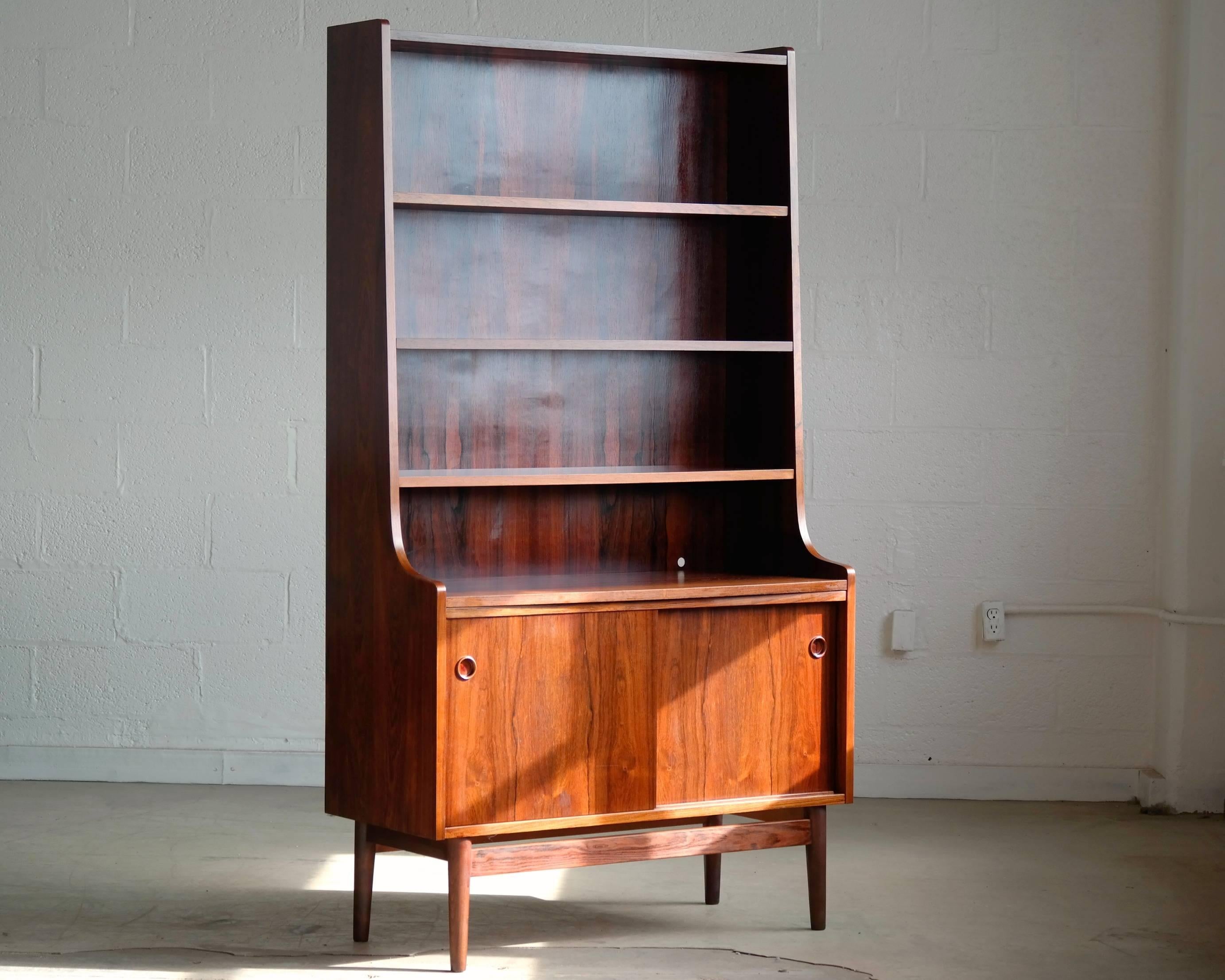 Danish Rosewood Bookcase by Johannes Sorth for Bornholm's Mobler In Excellent Condition In Bridgeport, CT