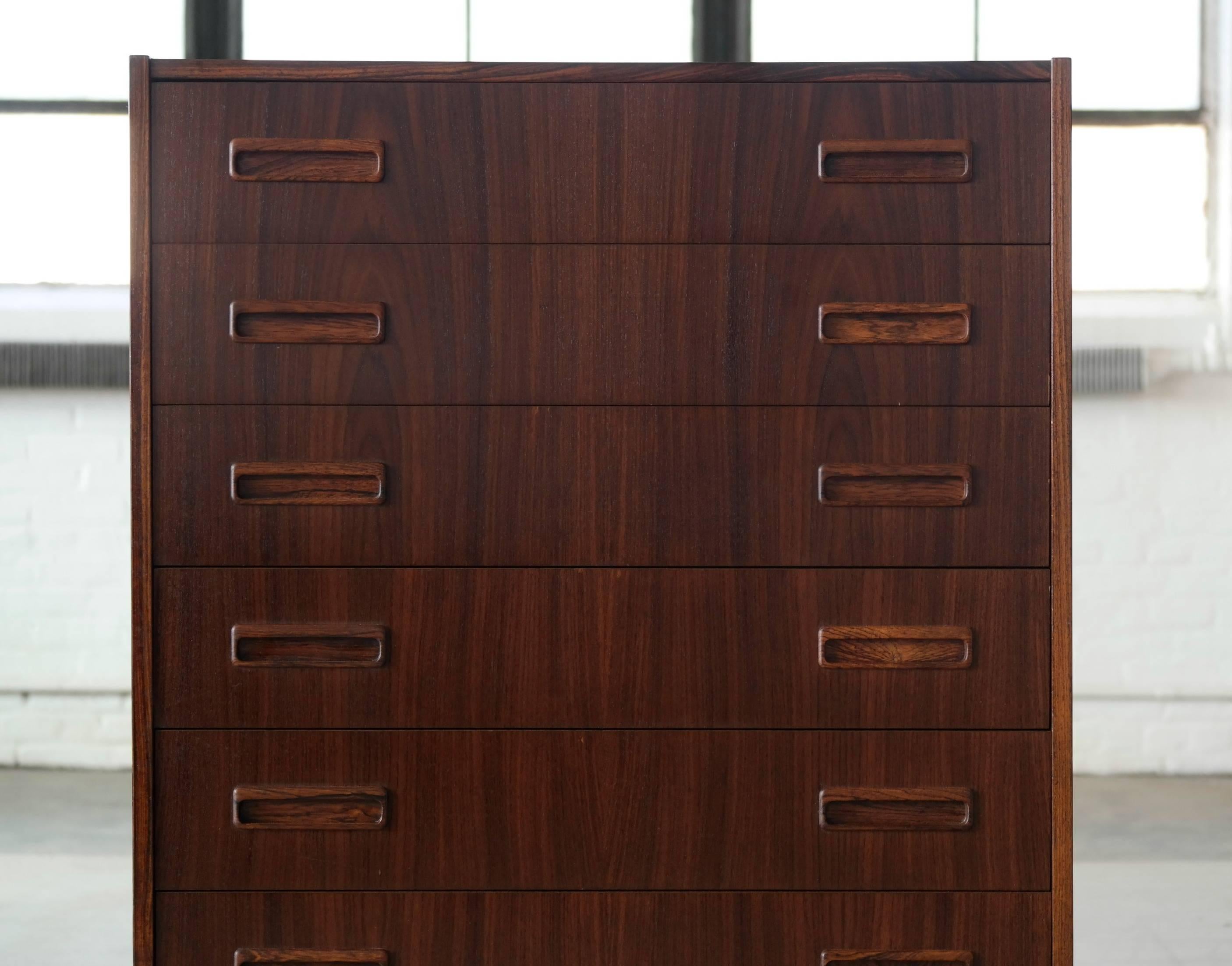 Mid-Century Modern P. Westergaard Tall Rosewood Dresser, Danish, Mid-Century