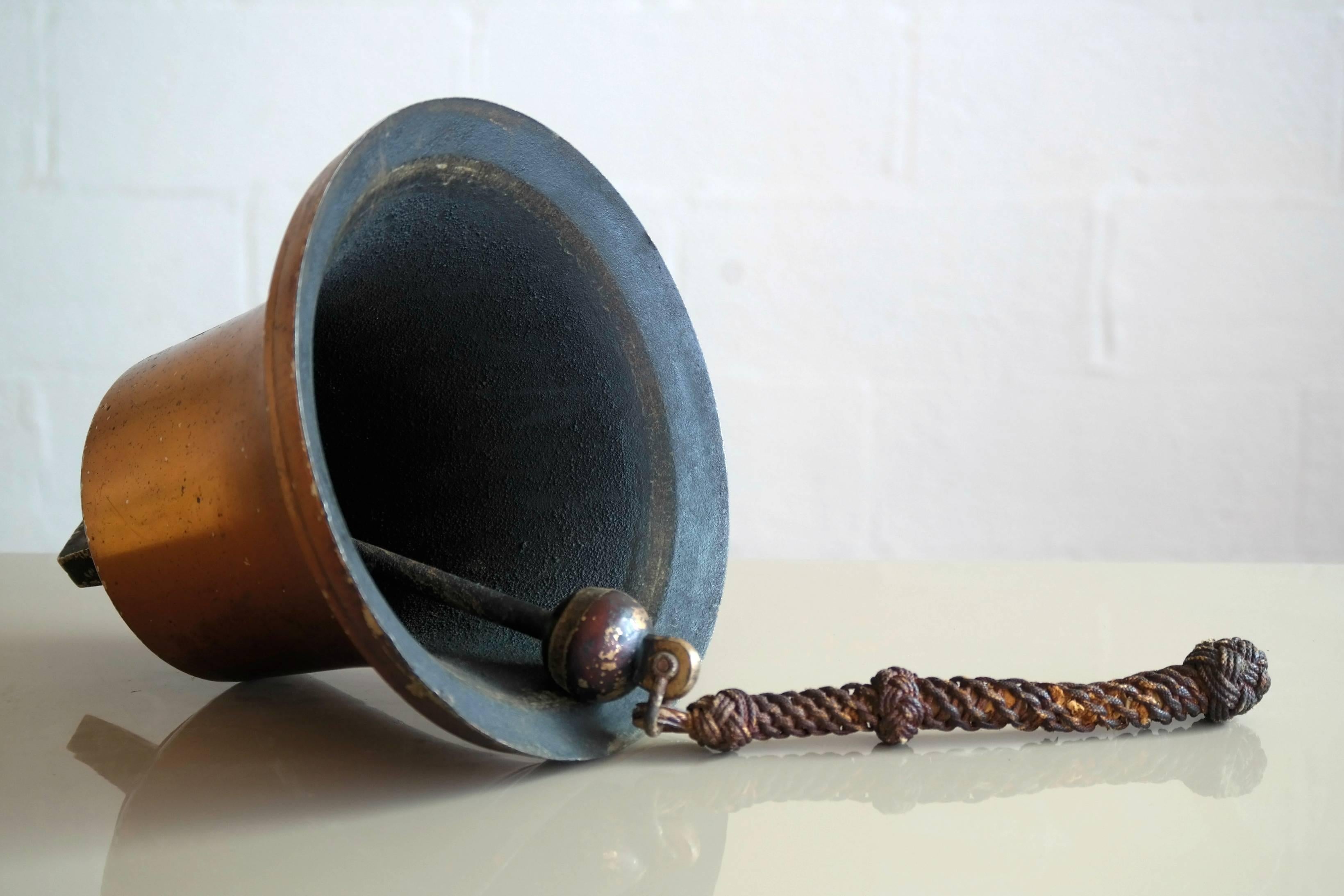 Large Danish Midcentury Brass Ship's Bell In Good Condition In Bridgeport, CT