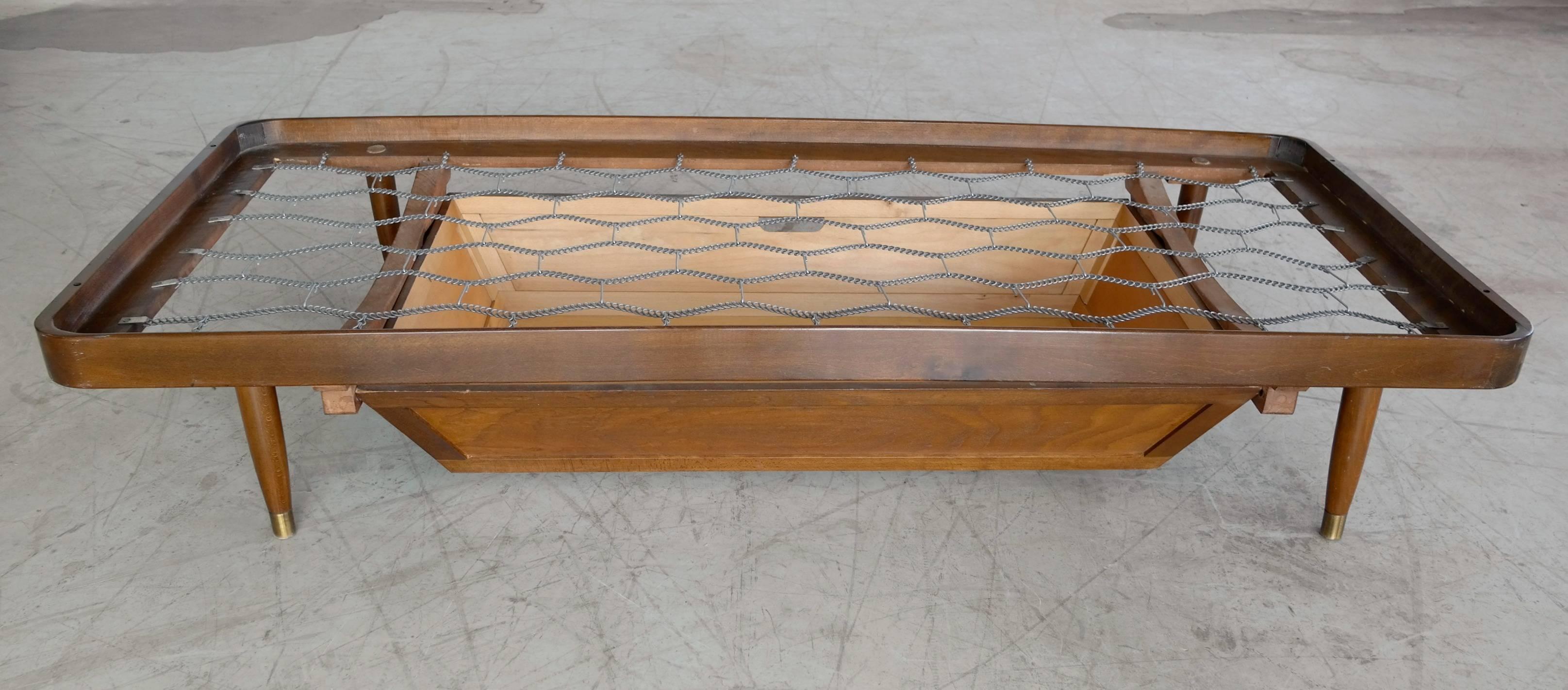 Mid-20th Century Frode Holm Style Daybed with Pull-Out Storage Compartment Danish Mid-Century