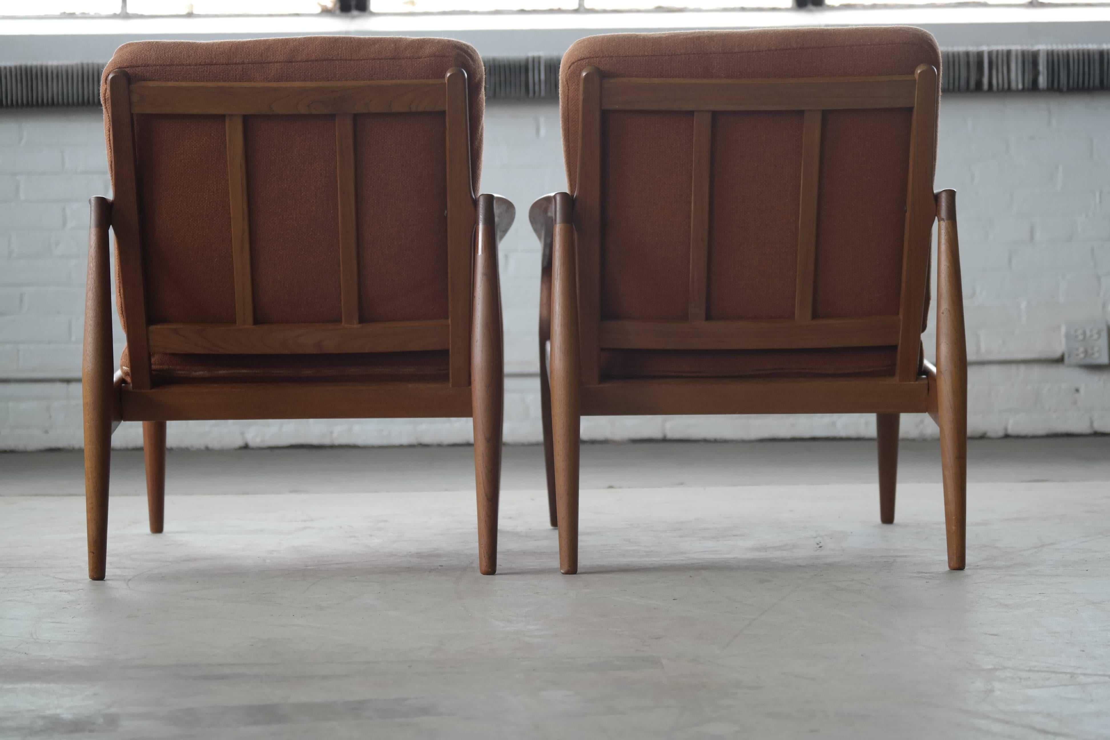 Pair of Kai Kristiansen Paper Knife Teak Lounge Chairs Danish Mid-Century 3
