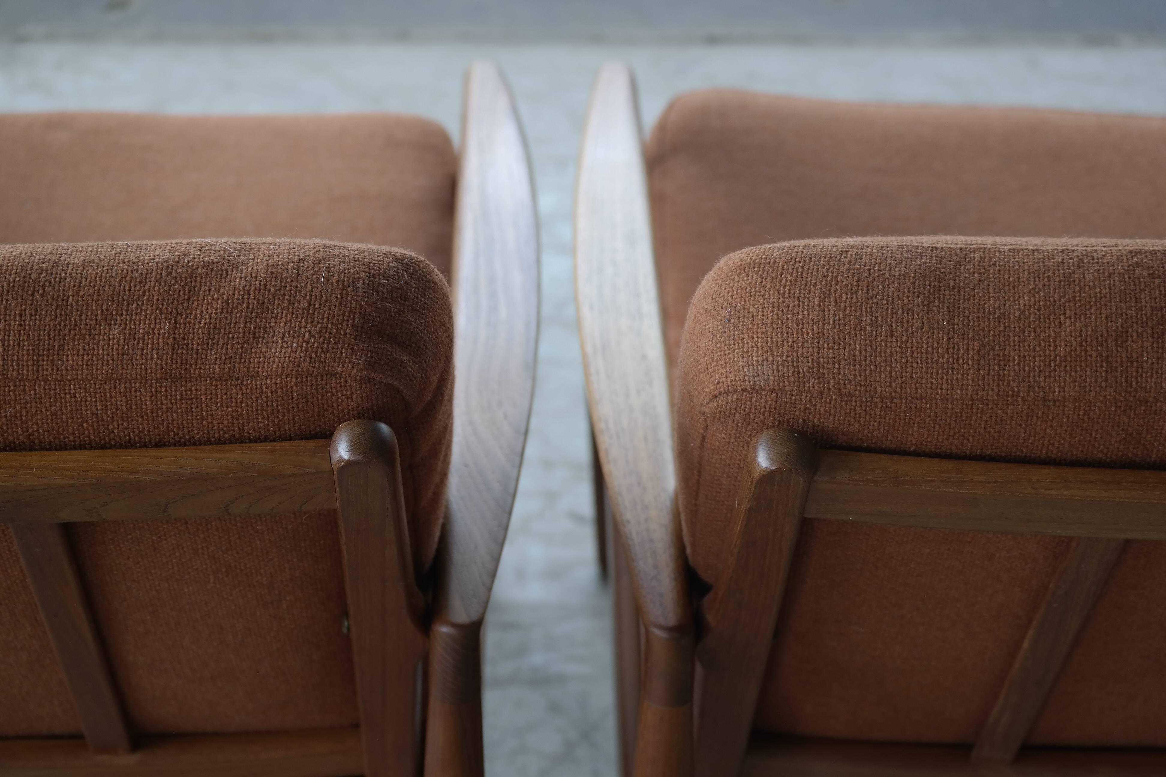 Pair of Kai Kristiansen Paper Knife Teak Lounge Chairs Danish Mid-Century 4