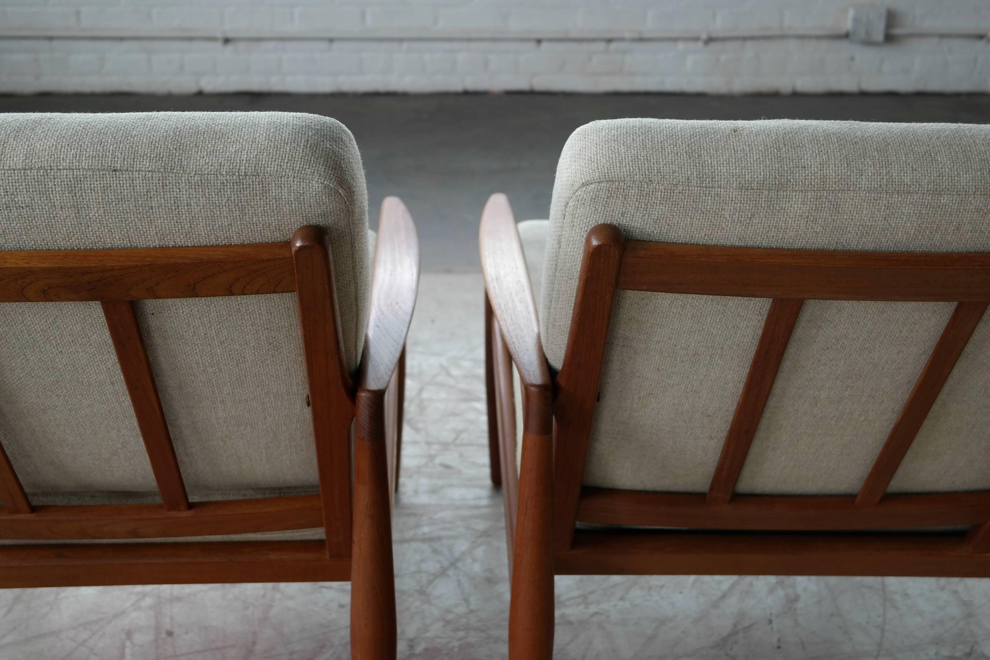 Pair of Kai Kristiansen Paper Knife Teak Lounge Chairs Danish, Mid-Century 4