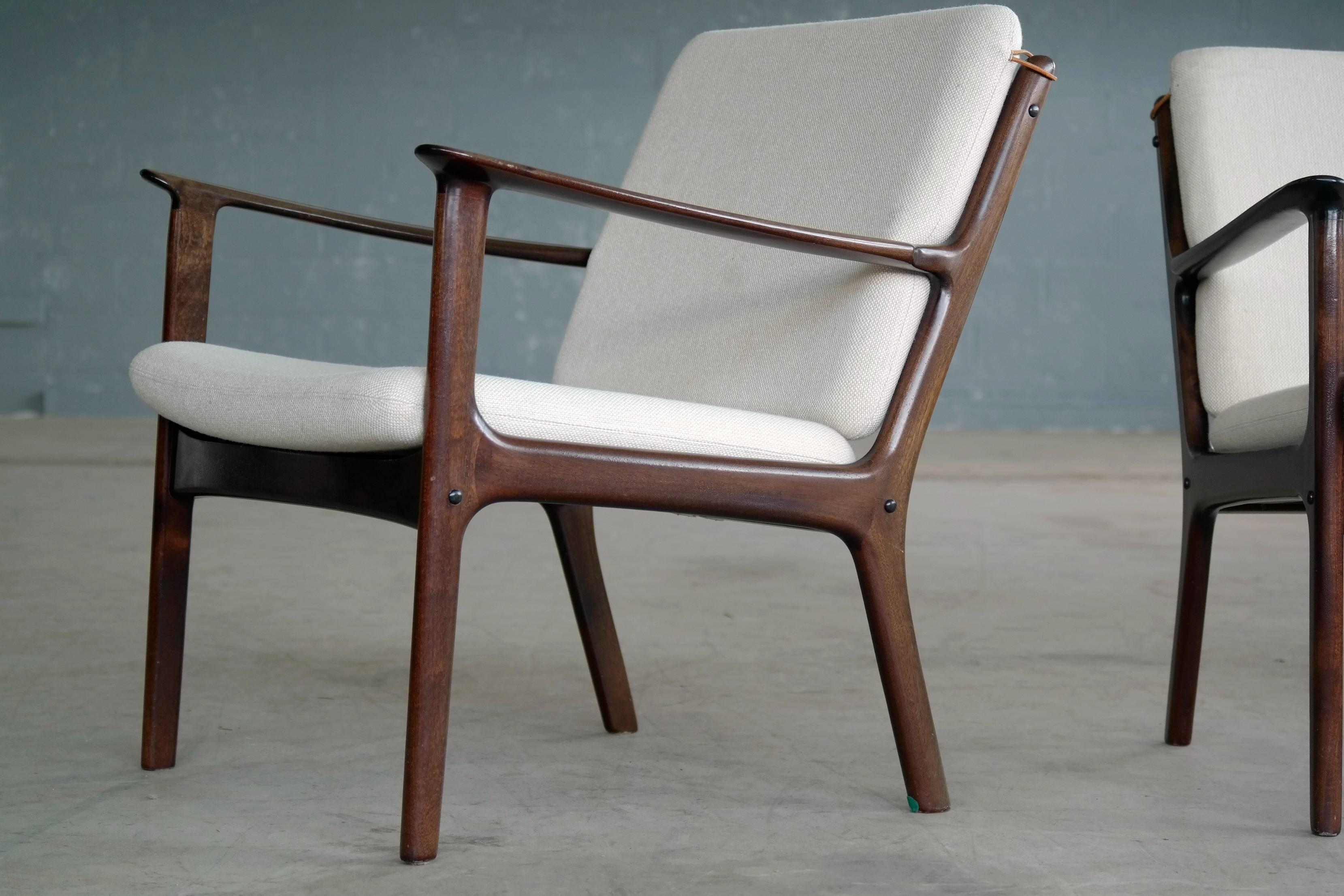 Danish Ole Wanscher Easy Chairs Model PJ112 in Mahogany