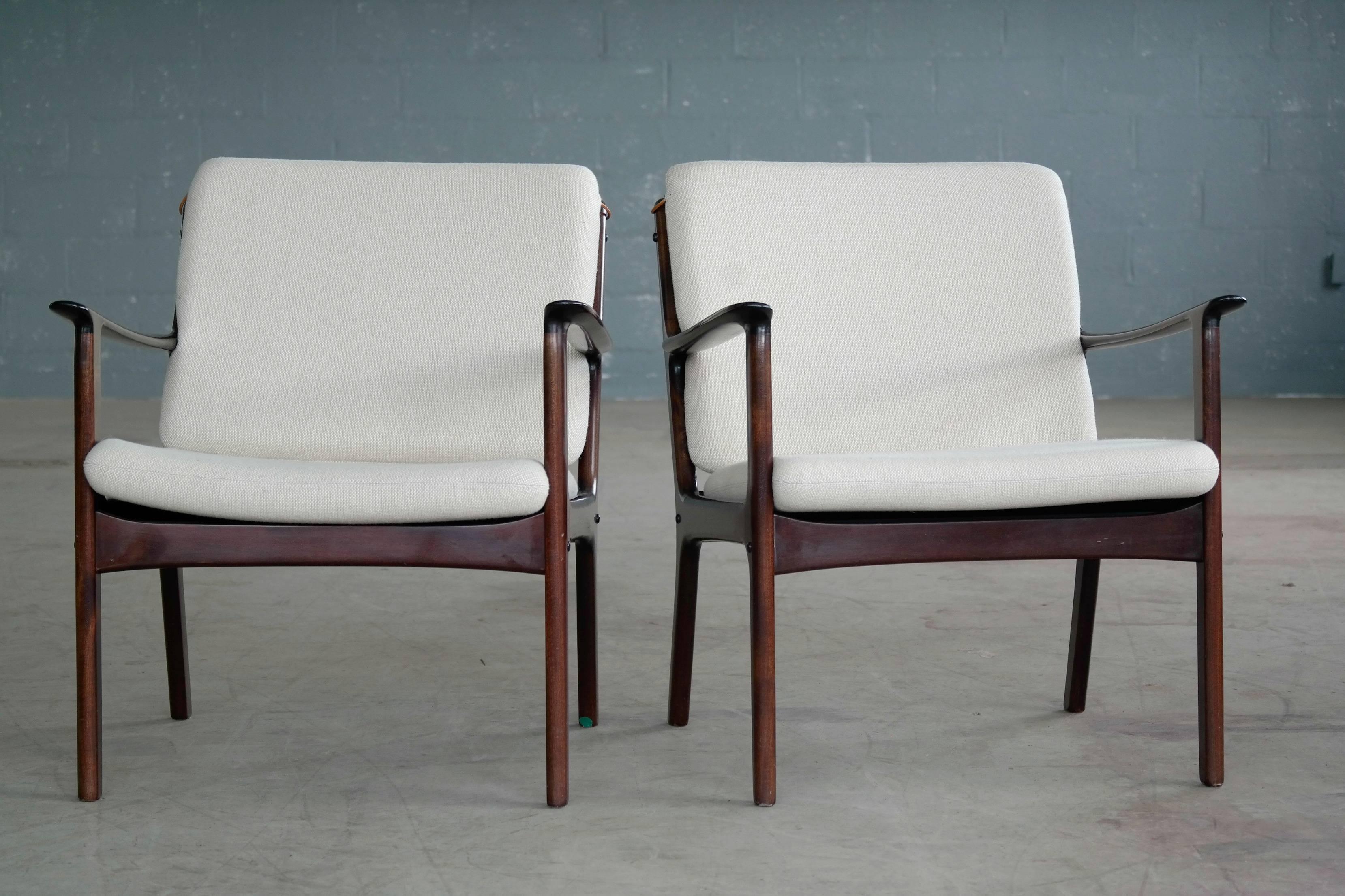 Ole Wanscher Easy Chairs Model PJ112 in Mahogany In Excellent Condition In Bridgeport, CT