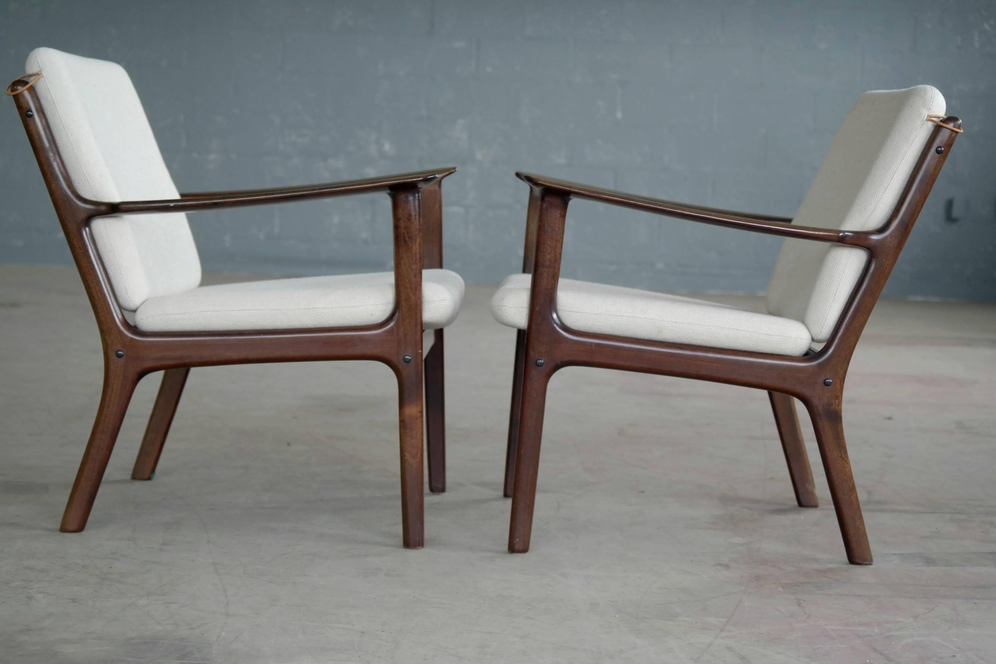 Mid-20th Century Ole Wanscher Easy Chairs Model PJ112 in Mahogany