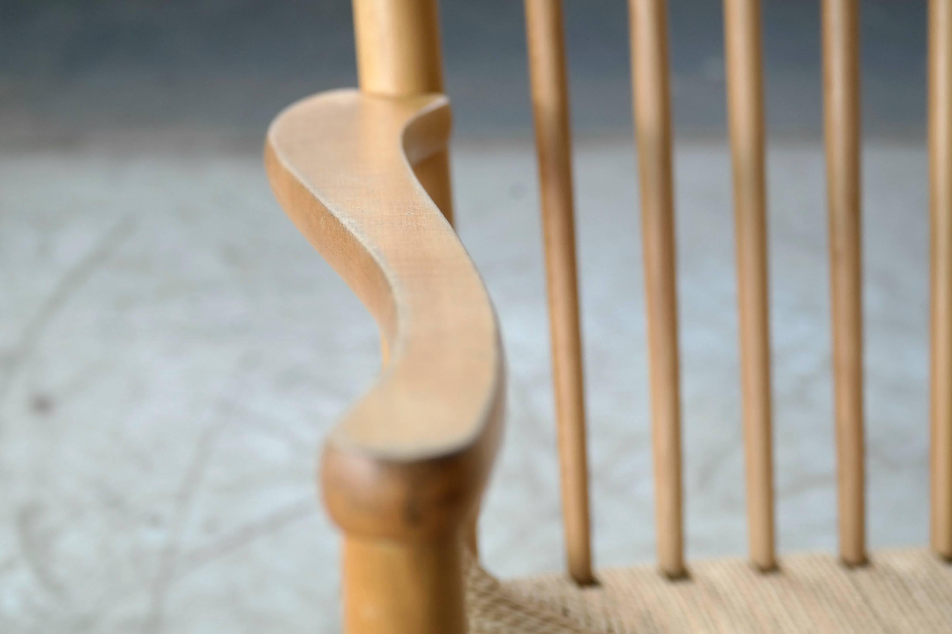 Hans Wegner Rocking Chair in Beech and Papercord Made for FDB, Denmark, 1950s 1