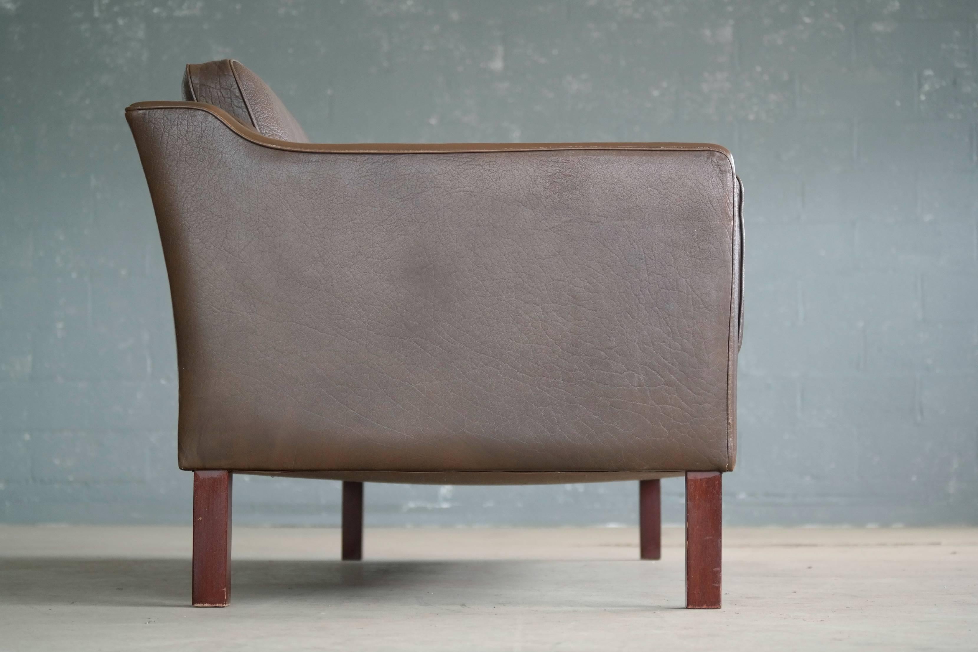 Borge Mogensen Style Sofa in Chocolate Brown Leather 2