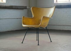 Lawrence Peabody Yellow Wingback Fiberglass Chair for Selig