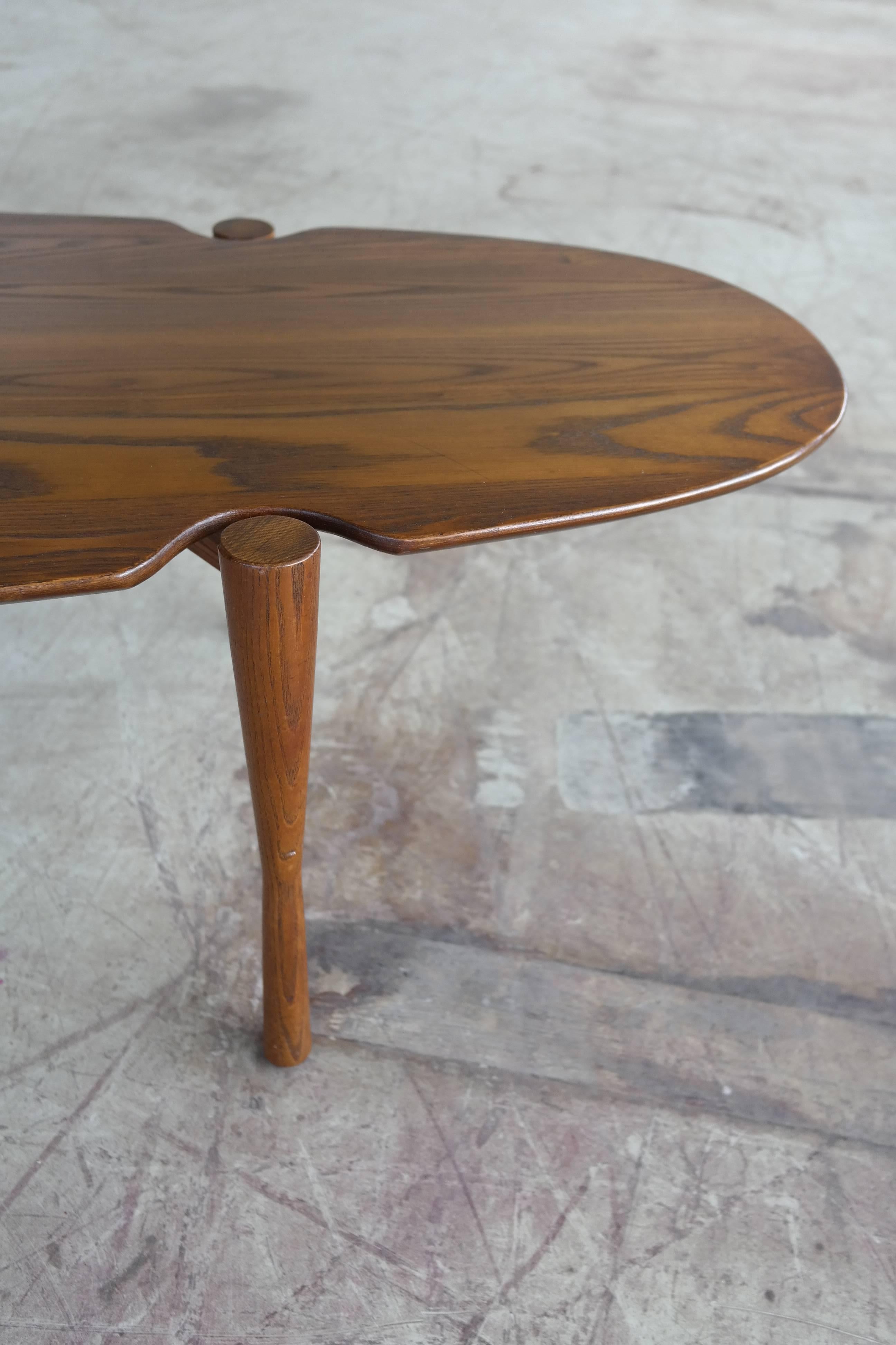 American Mid-Century Surfboard Coffee Table in Solid Ash