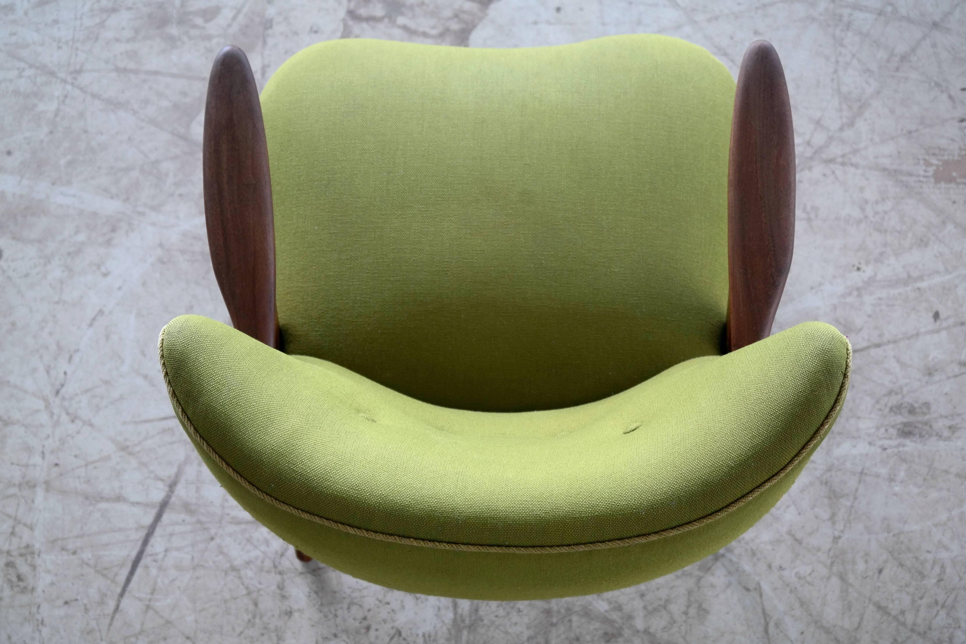 Wool Danish Mid-Century Easy Chair in the Style of Madsen and Schubel