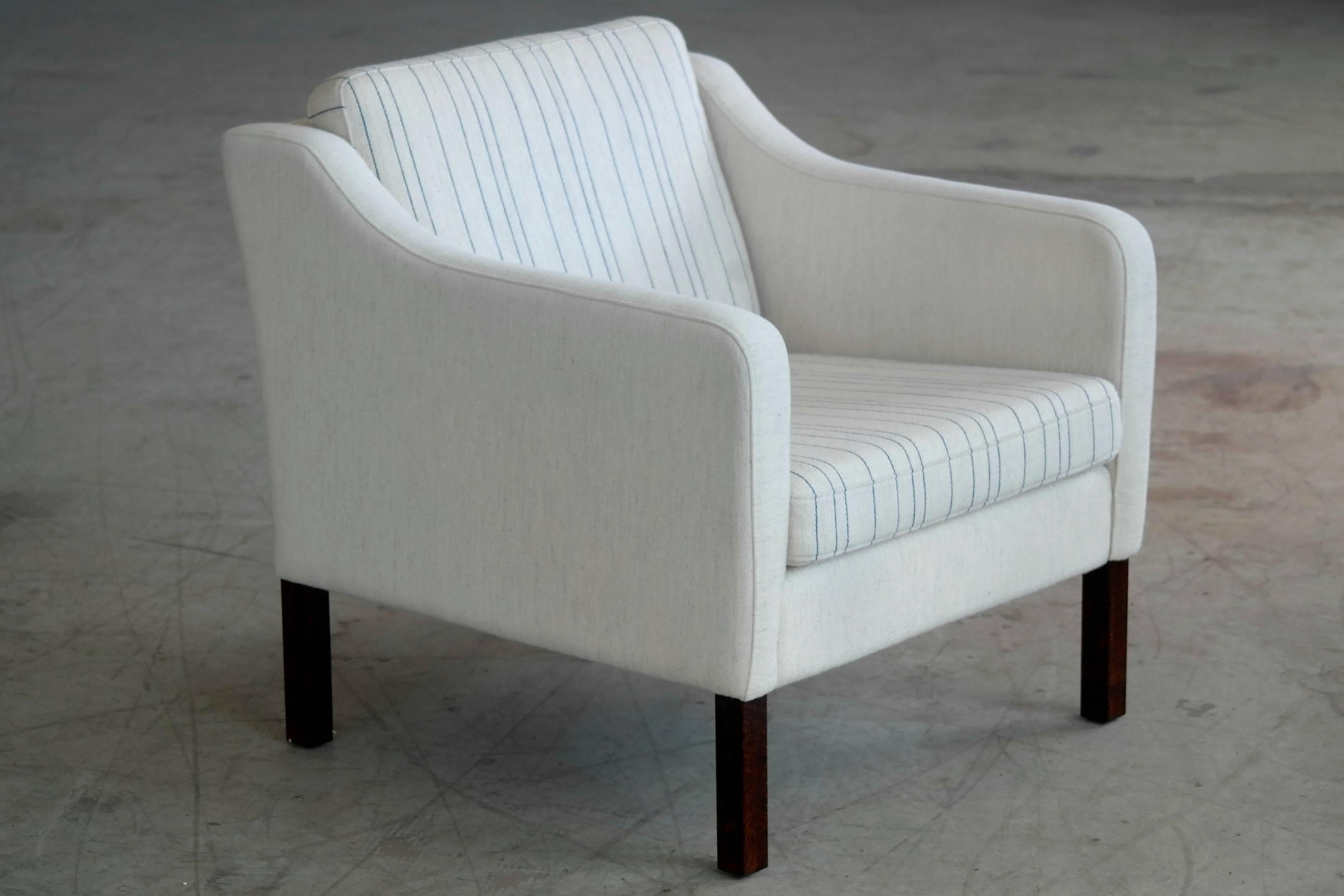 Borge Mogensen Style Lounge Chairs Model 2421 in White Wool by Mogens Hansen 2