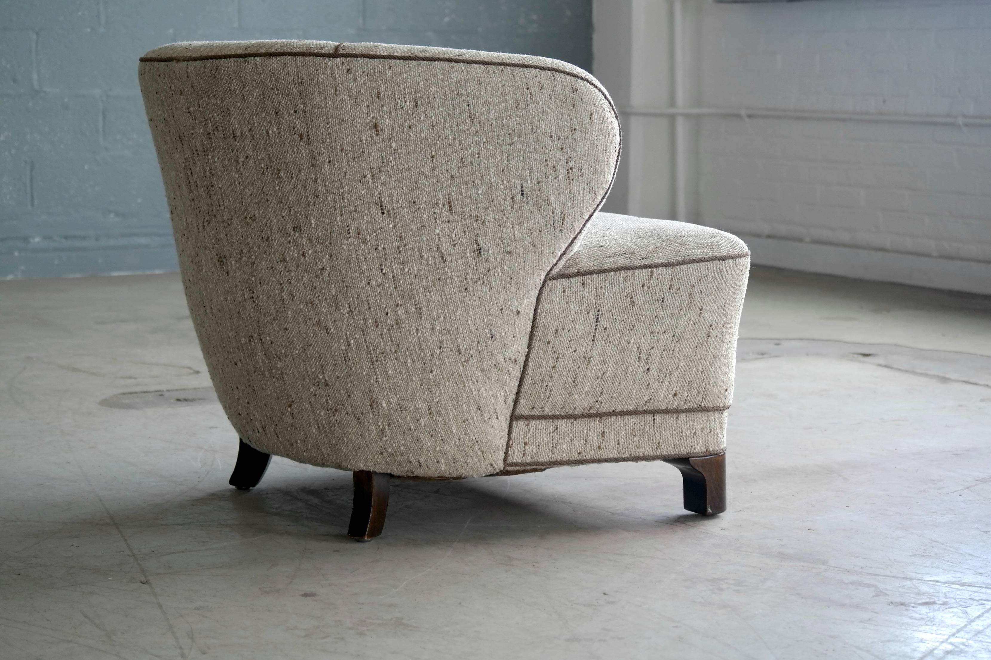 Beech Viggo Boesen Attributed Lounge Chair, 1940s Danish, Midcentury
