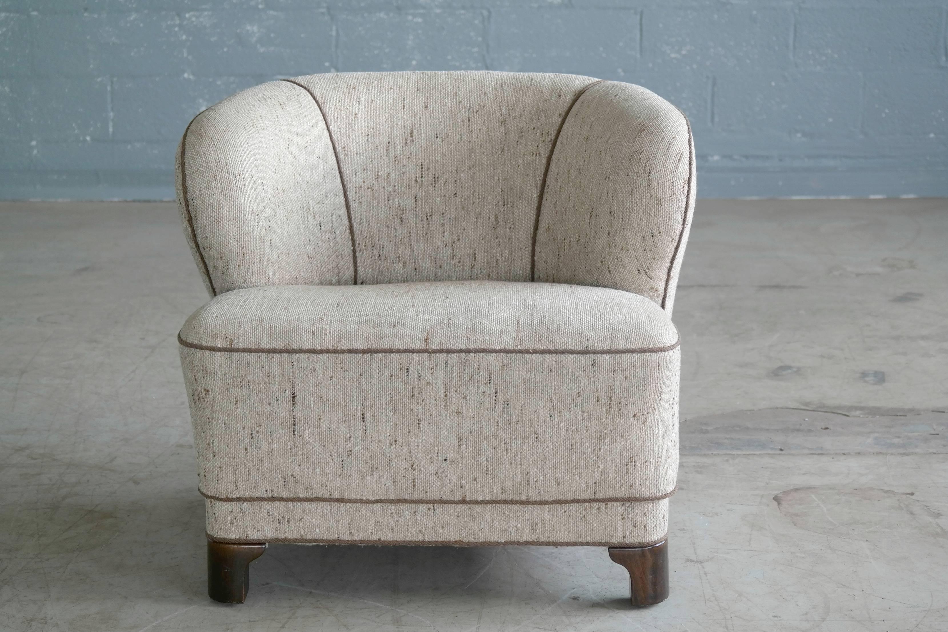 Mid-Century Modern Viggo Boesen Attributed Lounge Chair, 1940s Danish, Midcentury