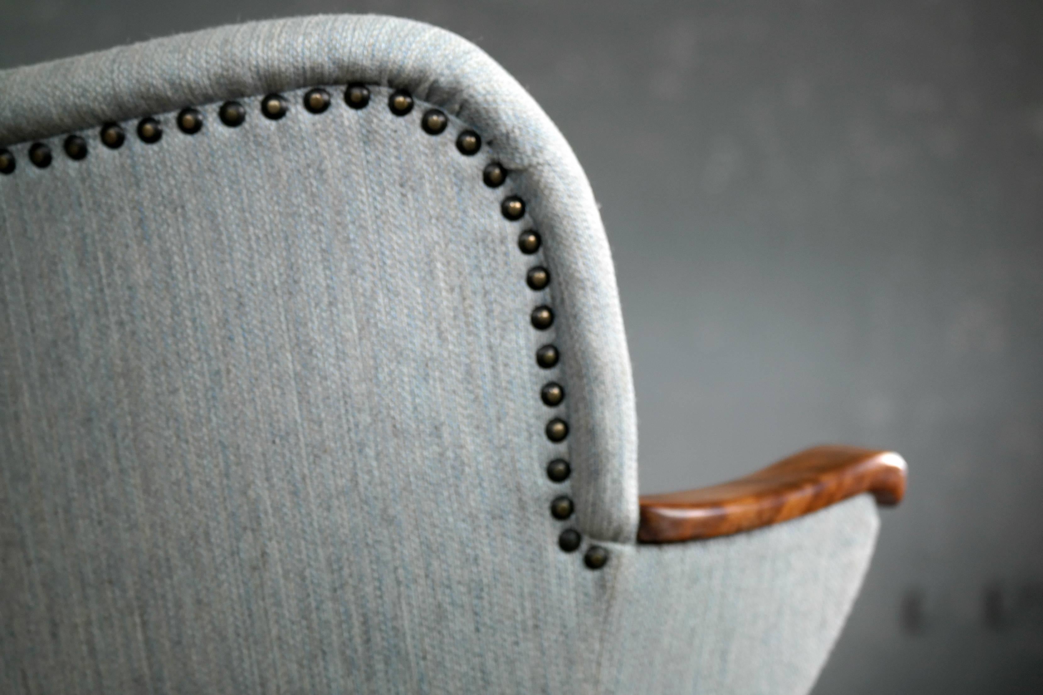 Wool Frode Holm Attributed Teak Vanity Chair