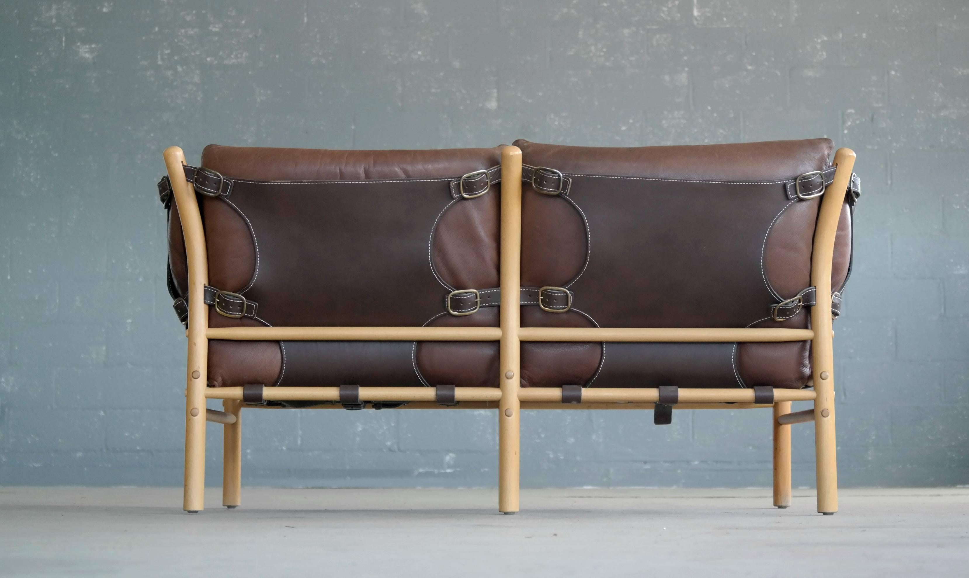 Danish Arne Norell Safari Sofa Model Ilona in Cognac Leather for Norell Ab, Sweden